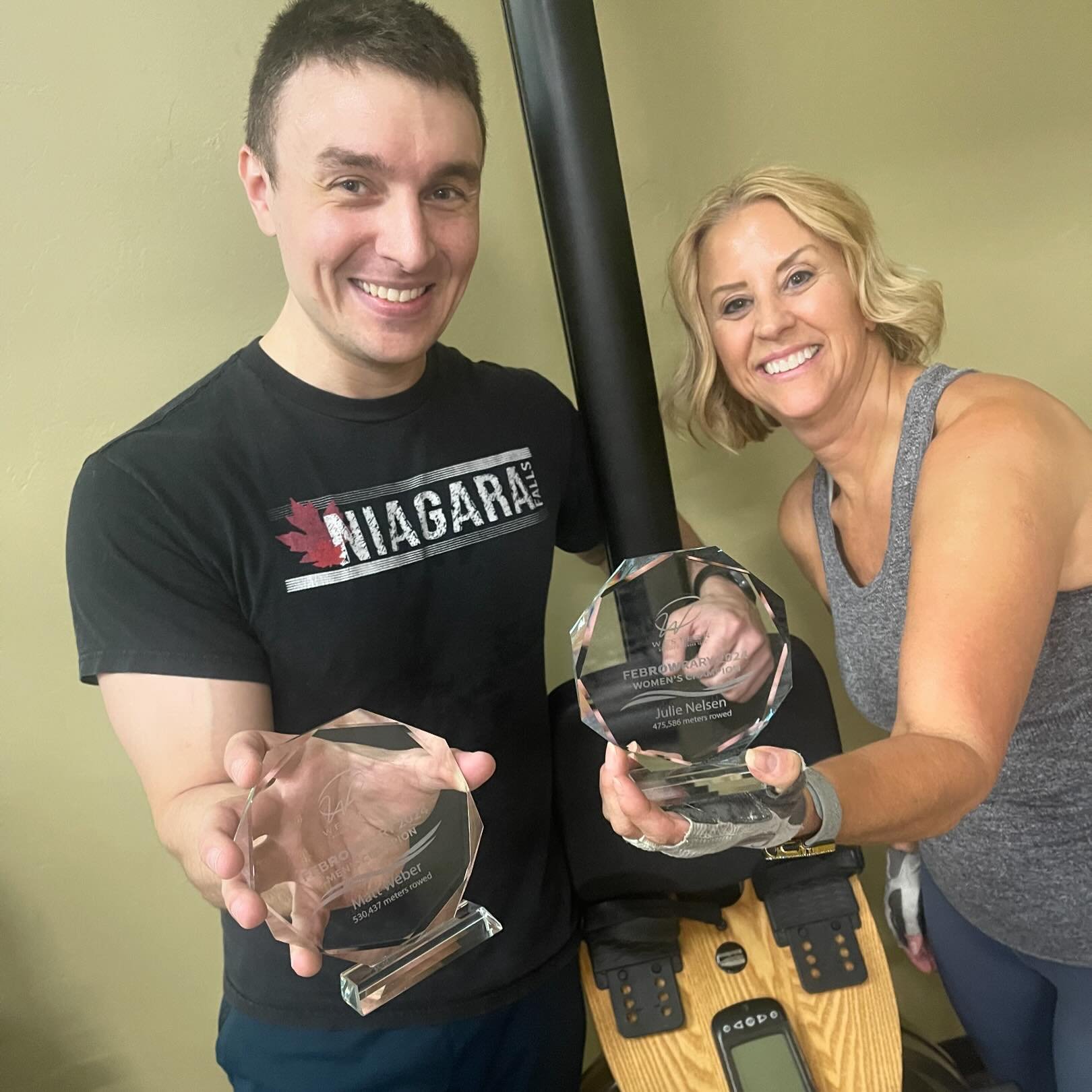 Annnnnnd We got trophies in hand for our FebROWrary most meters towed winners. Once again - CONGRATULATIONS Julie and Matt!!!