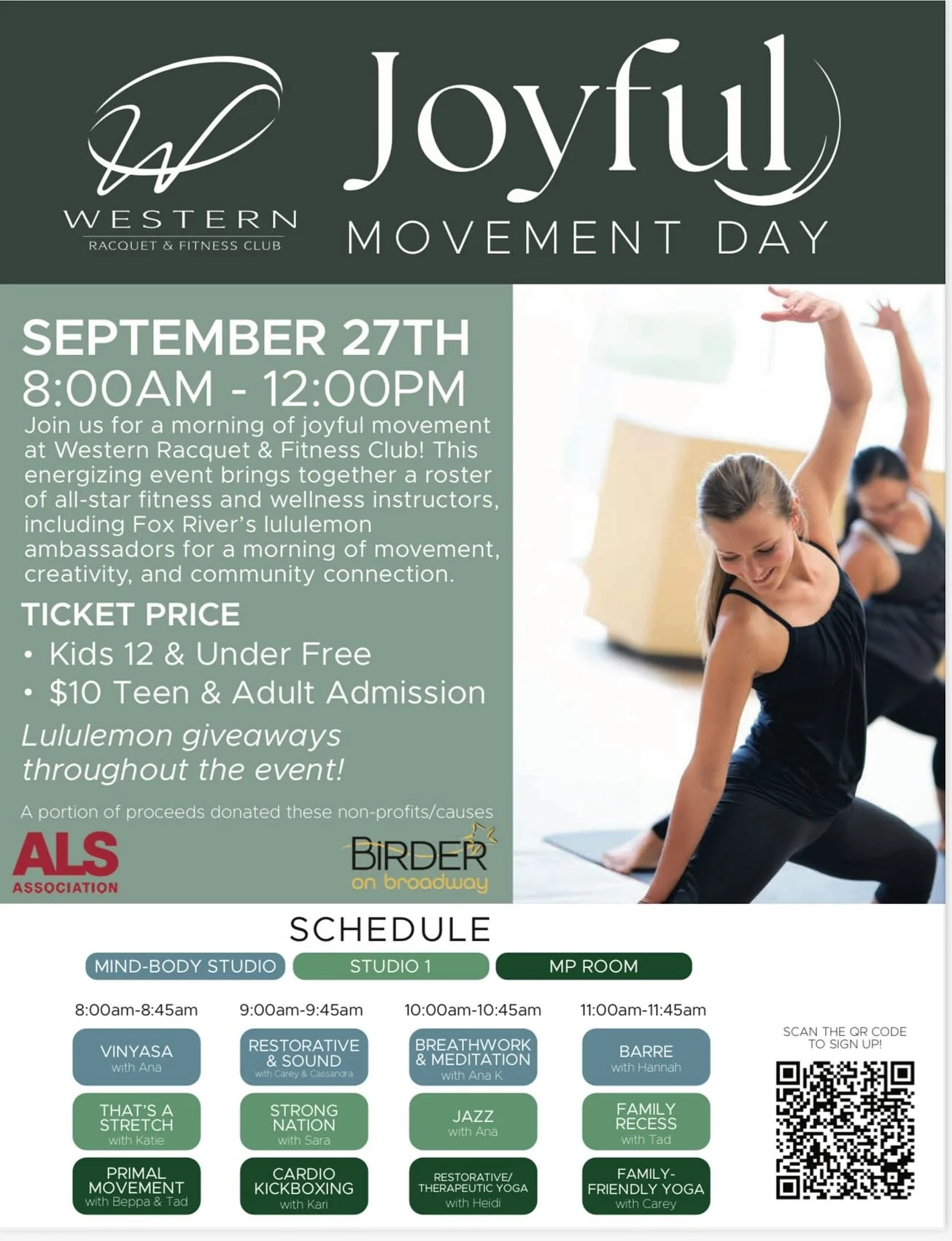 TODAY is the day!

It&rsquo;s finally here!

Western group fitness instructors are teaming up with the Fox River Lululemon Ambassadors for a day of family fitness &amp; fun!

This morning will include classes that are all family friendly, accessible 