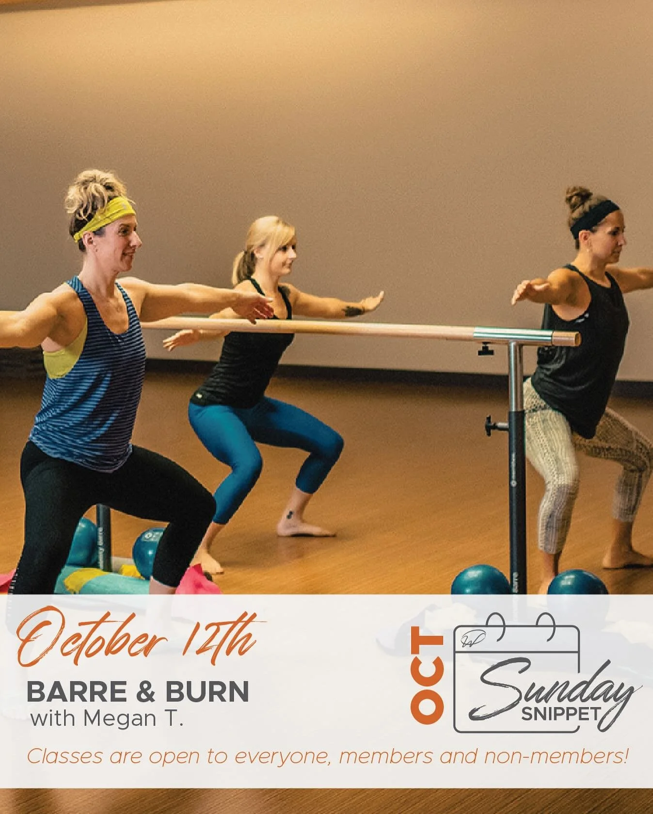 Sunday Snippet: Barre and Burn with Megan! 🔥

Join us tomorrow at 9AM for a fun and fiery Barre + Burn with Megan &mdash; and help us give her a warm Western welcome! 💪💃

This class blends the best of barre-inspired movement with strength and stab