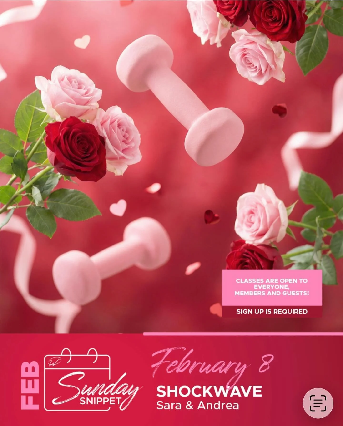 ❤️ February Share the Love Sunday ❤️
⏰ 9:00 AM
👯&zwj;♀️ With Andrea &amp; Sara

Get ready for SHOCKWAVE ⚡️
One of the most efficient total-body workouts in the world. Expect high-intensity bursts on the water rower paired with powerful strength stat