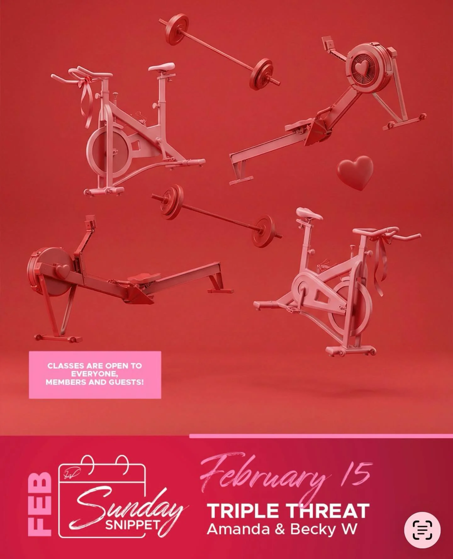 ONE MORE SPOT remains for our SHARE THE LOVE Sunday Snippet at 9am. 

Amanda and Becky W take the wheel with a combo of cycling, rowing, and strength

Grab the last spot before it&rsquo;s gone!