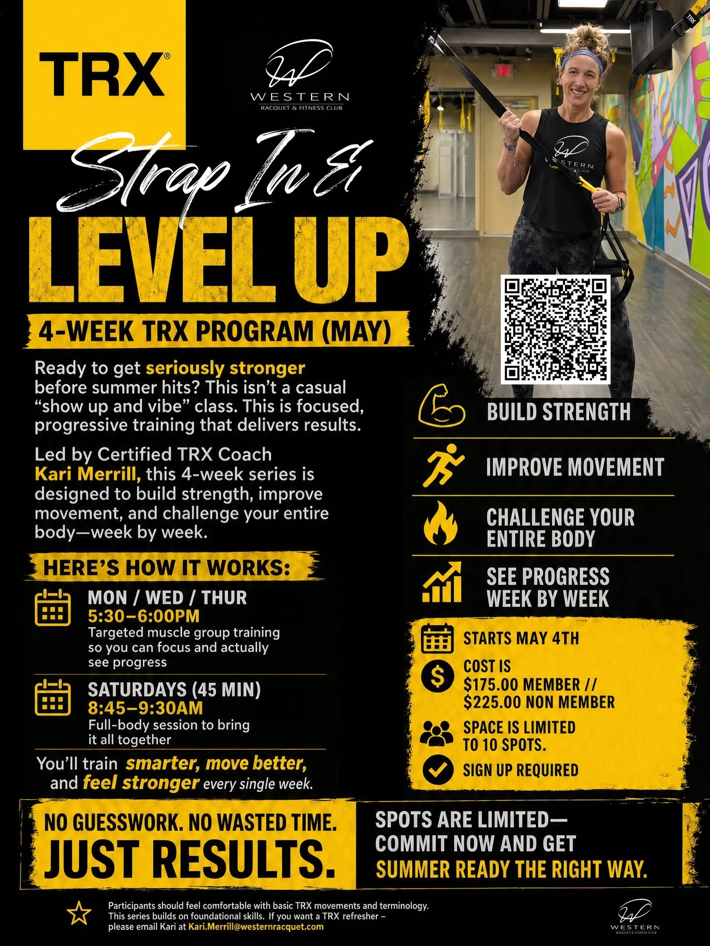 ‼️A few spots left! Comment &ldquo;TRX&rdquo; to sign up today.

Strap In &amp; LEVEL UP

4-WEEK TRX PROGRAM (MAY)

Ready to get seriously stronger before summer hits? This isn&rsquo;t a casual &ldquo;show up and vibe&rdquo; class. This is focused, p