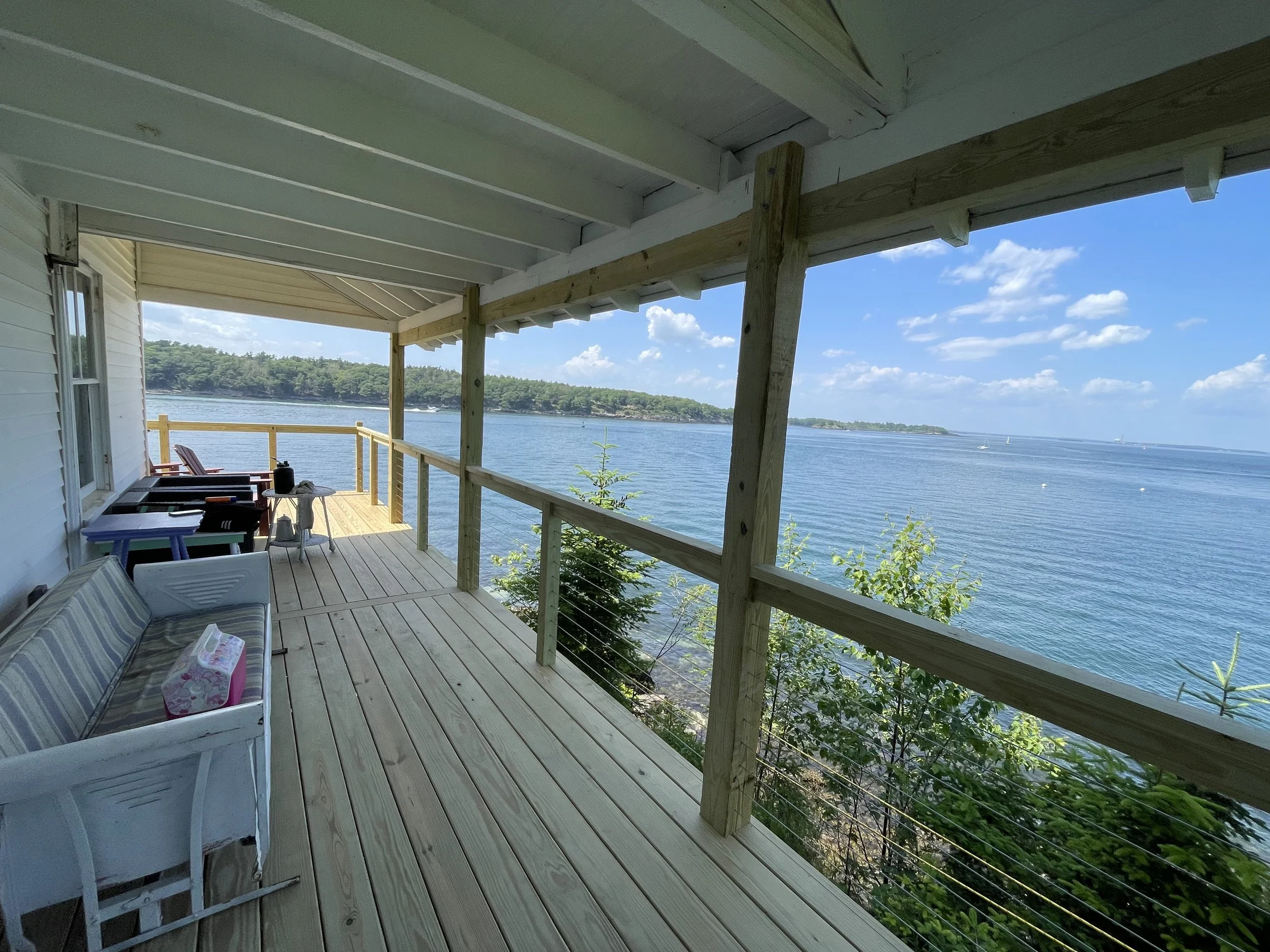 Deck build in Casco Bay, ME by Foss & Company