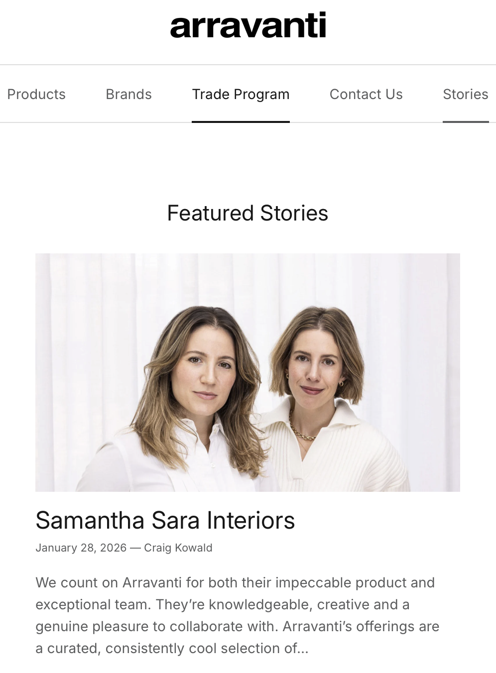 SSI featured as a valued partner of Arravanti's