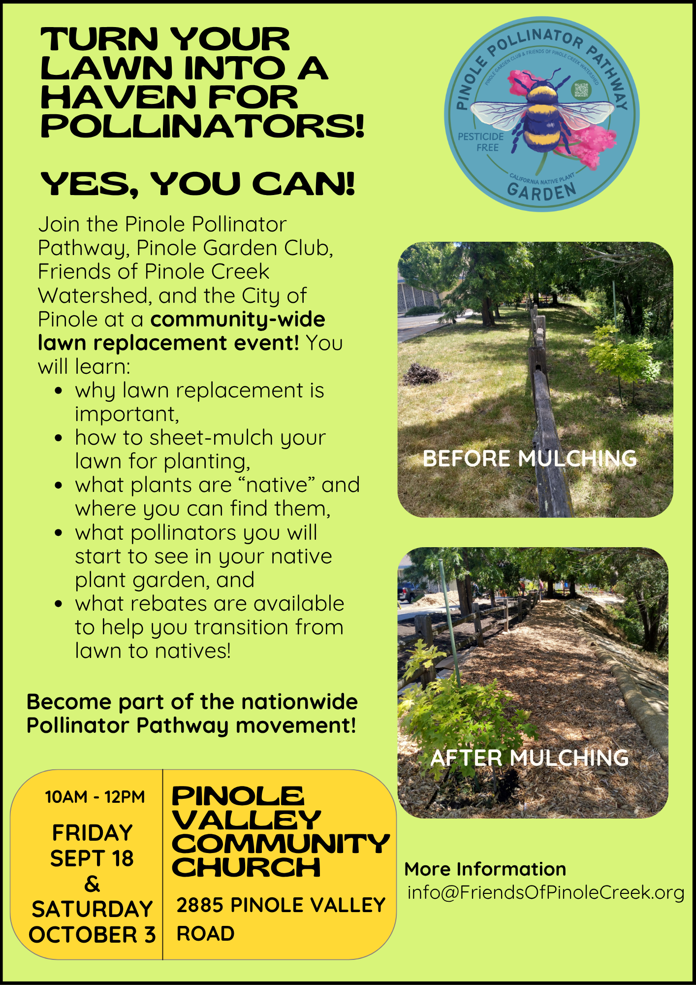 Pinole Pollinator Pathway Lawn Conversion Events