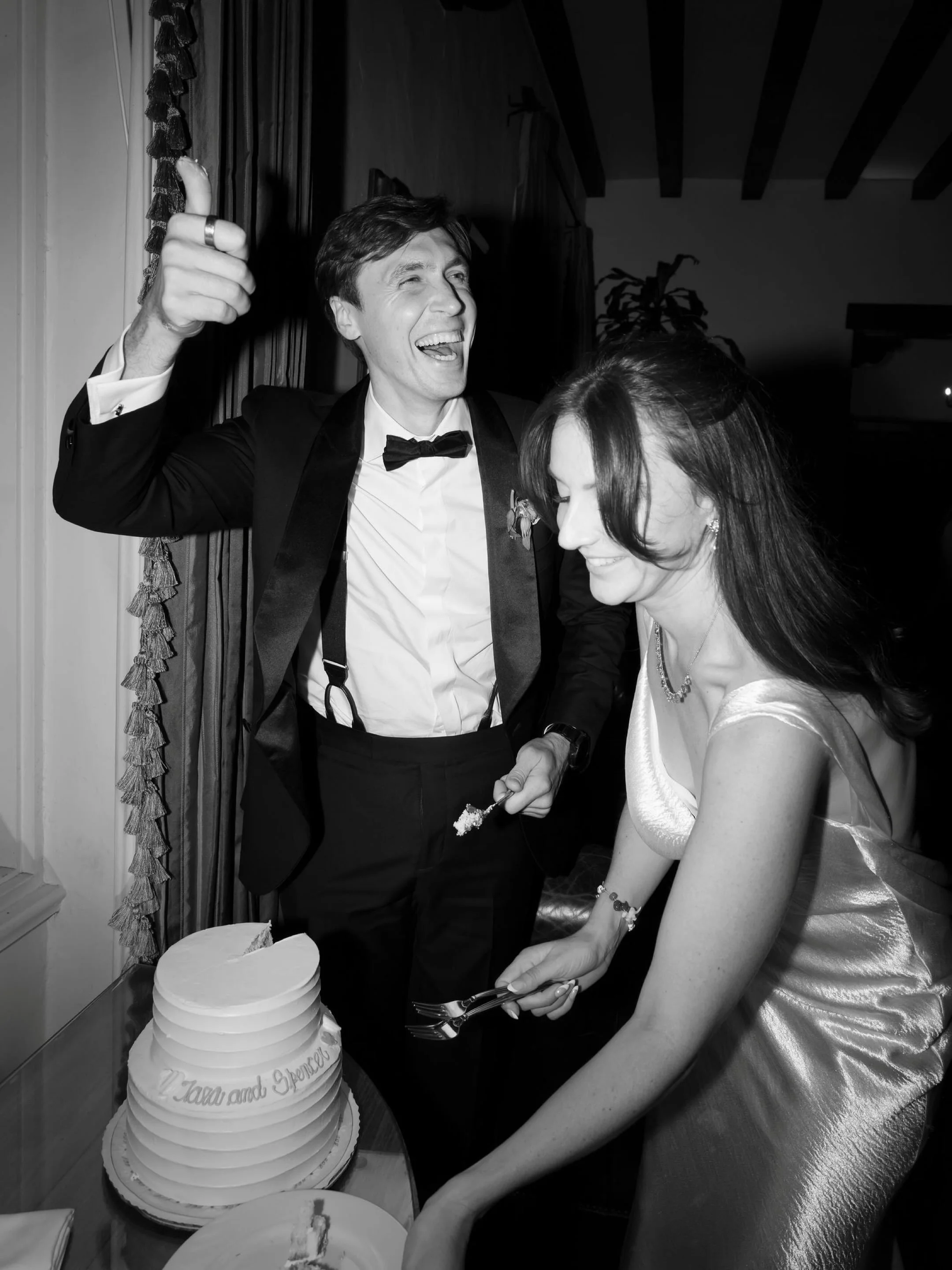 a Santa Barbara wedding day, in black + white | April, 2026

Planning @dulcediaevents 
Venue + Catering @riviera_mansion 
Photo @francescamariaphoto 
HMUA @samarabeautysb 
Music @darlabea 
Cake @lilacpatisserie 
Dress&nbsp;@unveiledbridalsf 
Rentals 