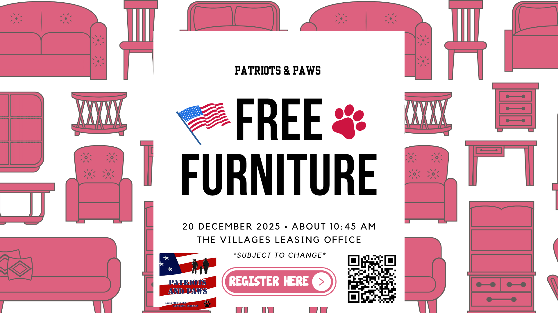 Patriots and Paws Furniture Donation 