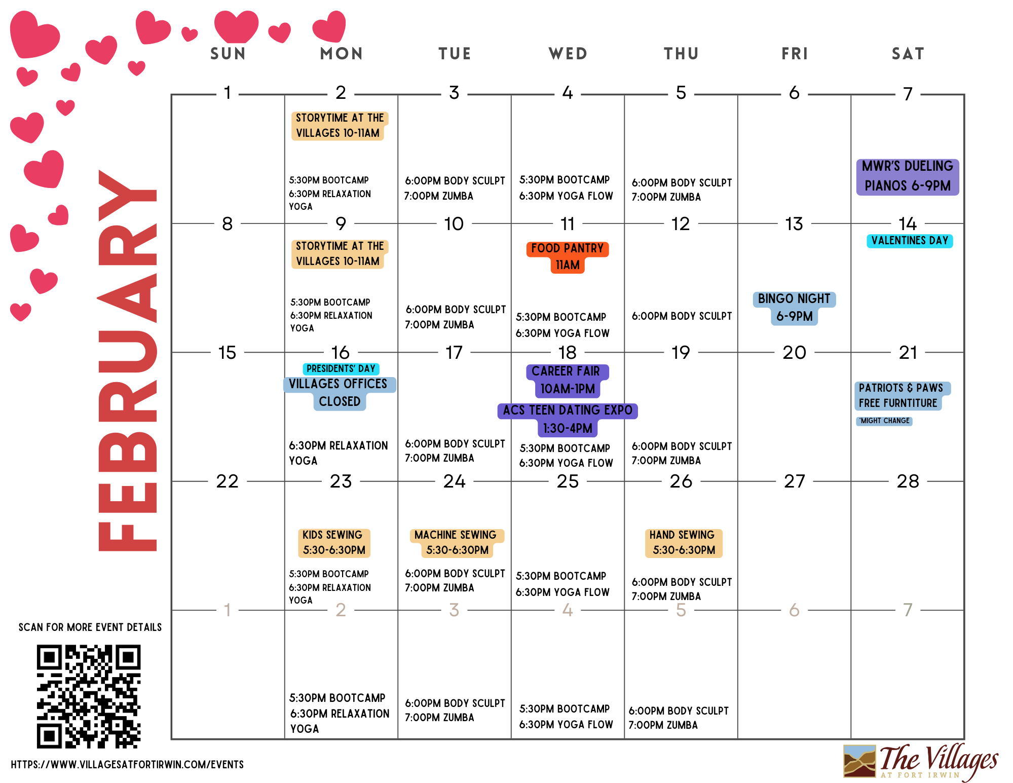 February Events Calendar