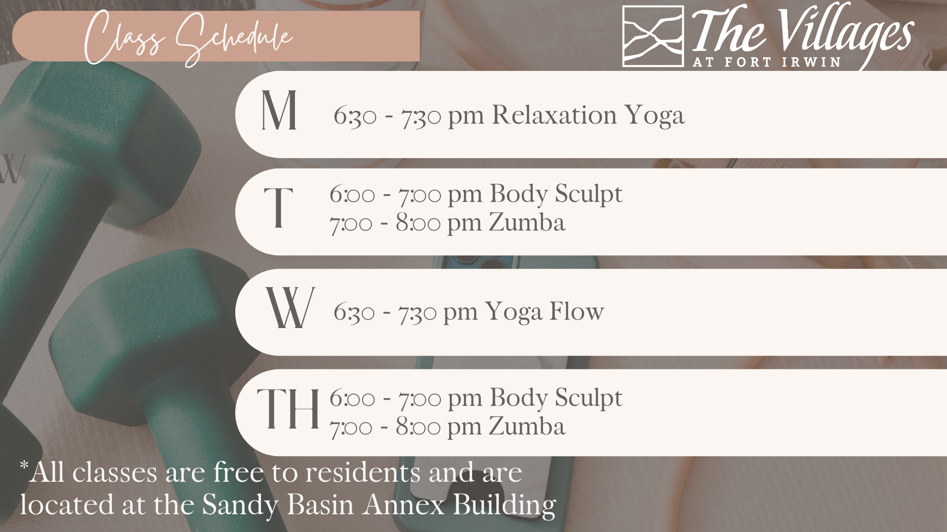 May Fitness Schedule