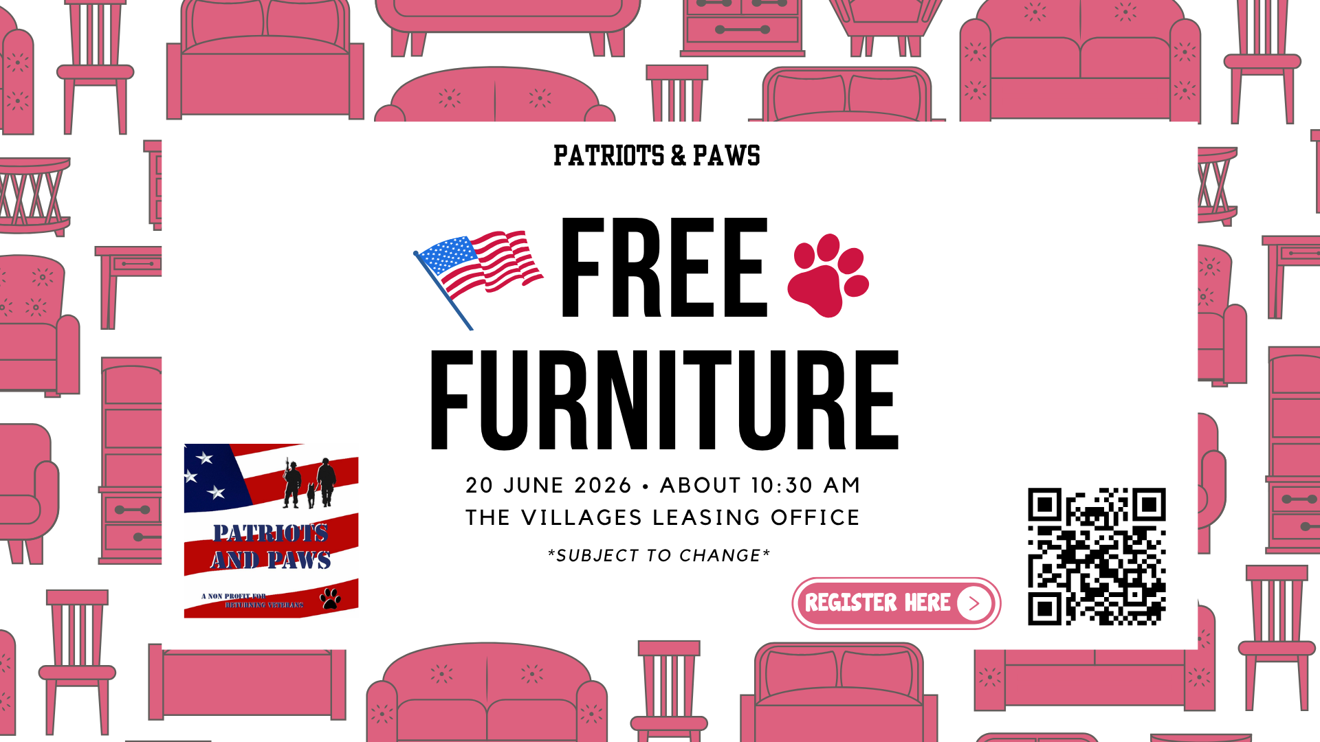 Patriots and Paws Furniture Donation 