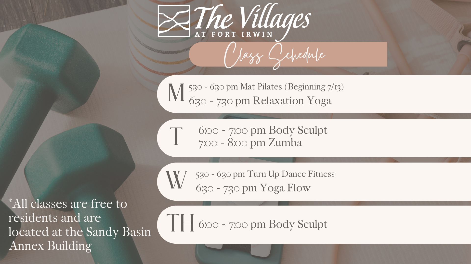 July Fitness Schedule 