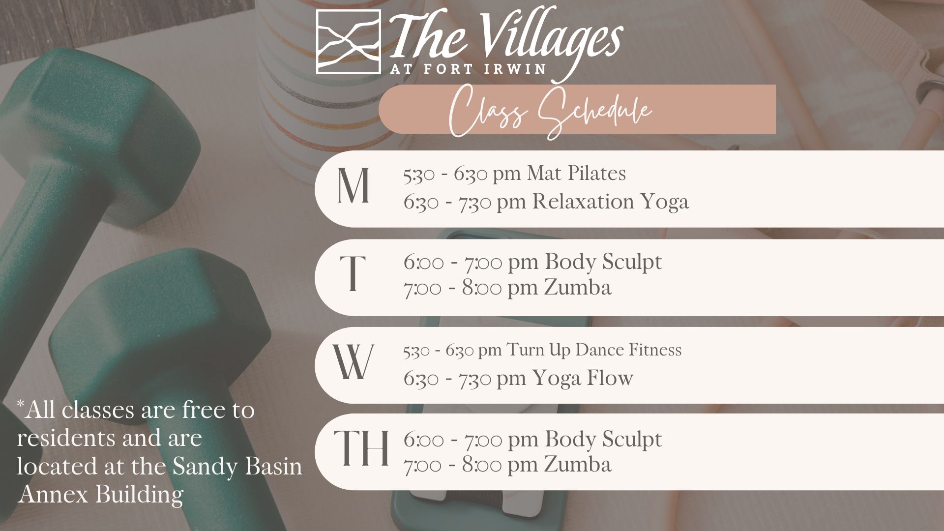 August Fitness Schedule 