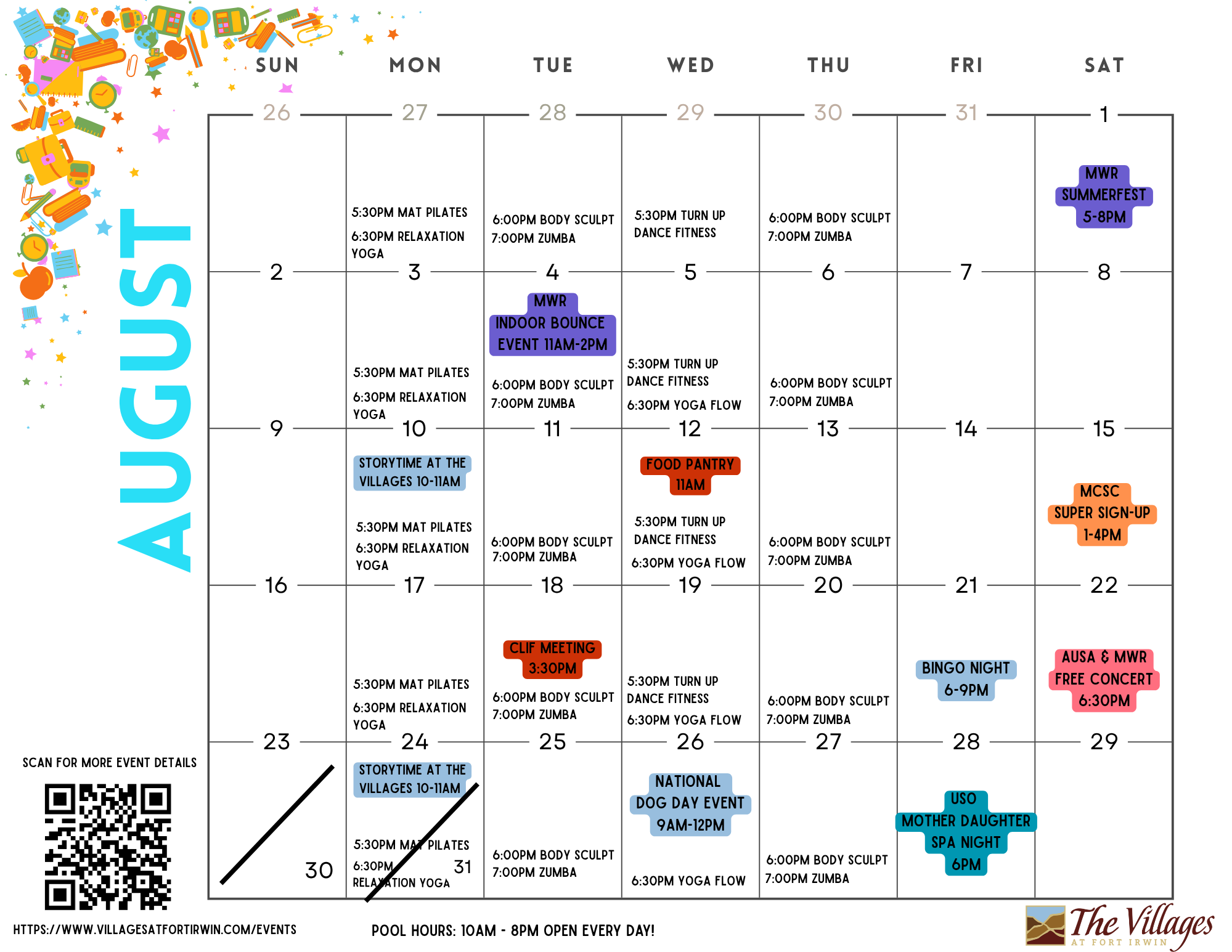 August Events Calendar 