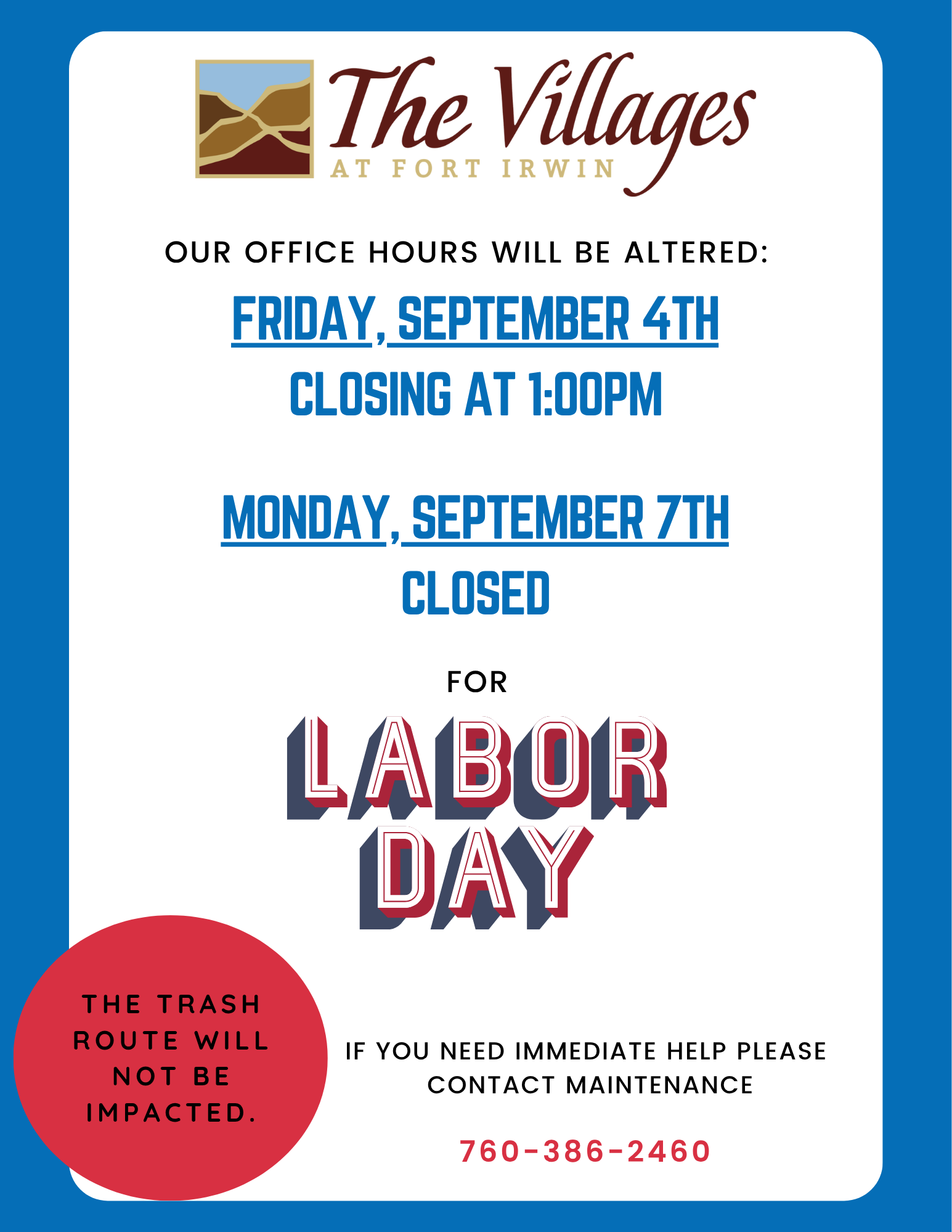 Labor Day Office Hours