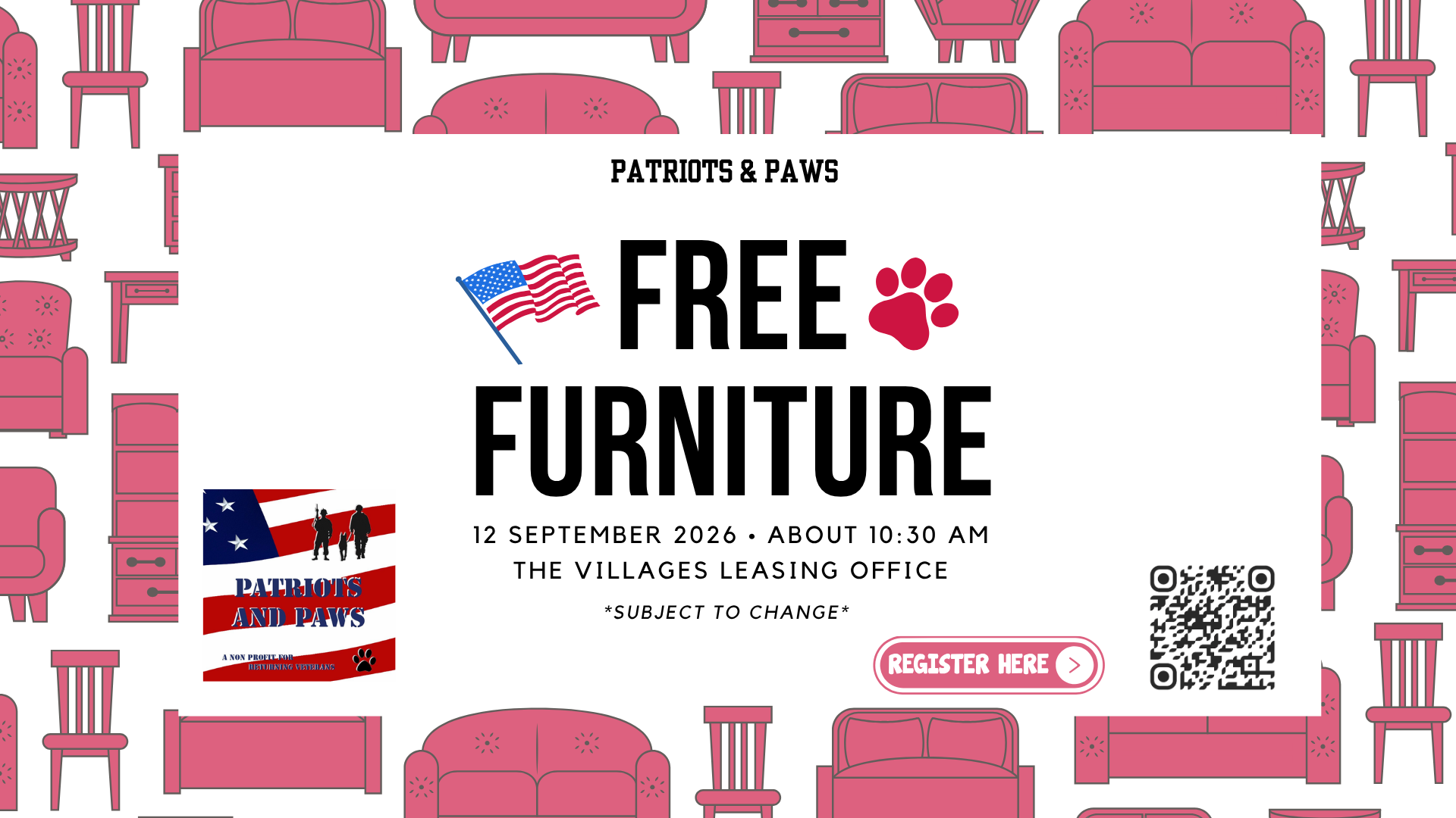 Patriots and Paws Furniture Donation 