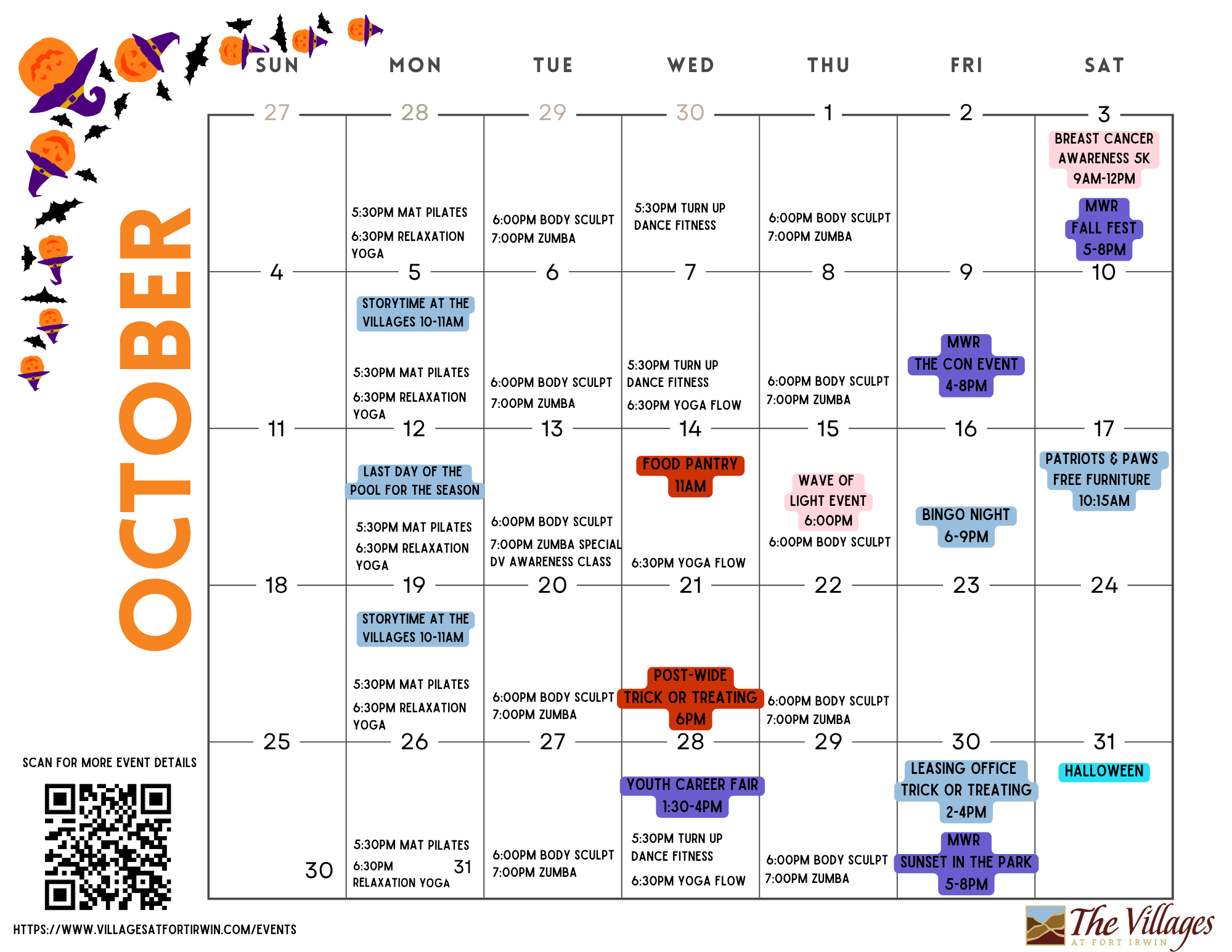 October Events Calendar