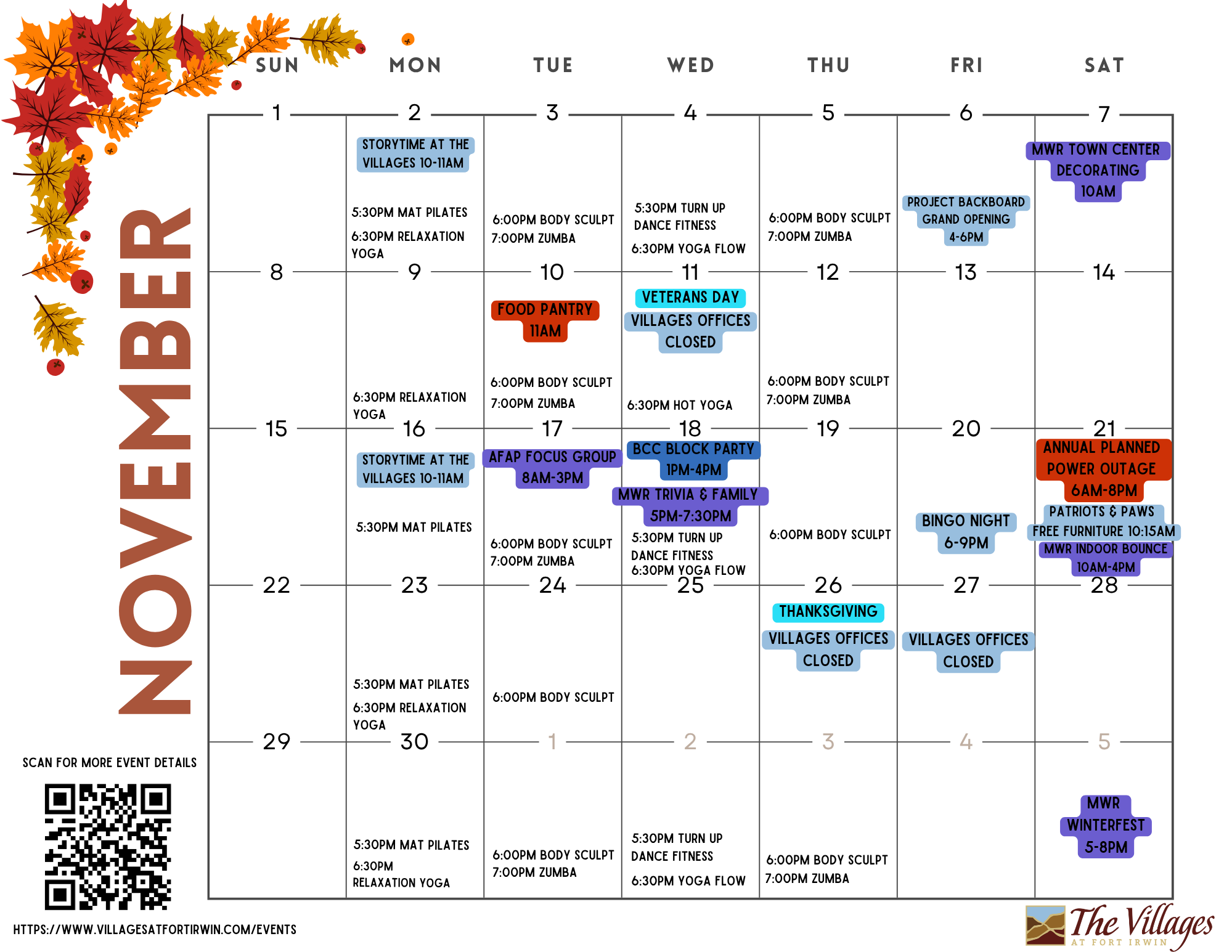 November Events Calendar