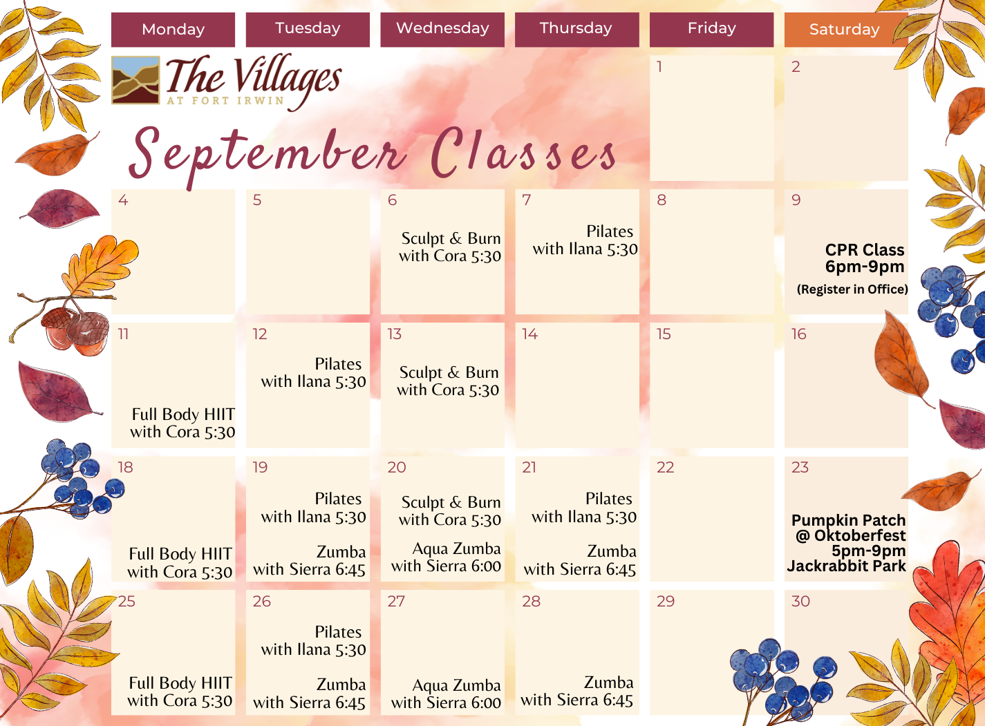 September Events at a Glance — Villages at Fort Irwin