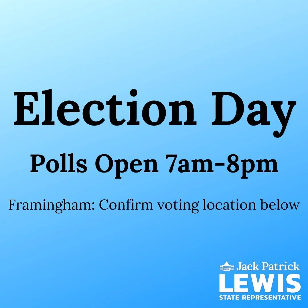 Framingham Voters:
Help shape the future of our city! Vote today for Mayor, City Council, School Committee, and Library Trustees.

🗳️ Polls are open from 7am to 8pm

✅ Find your polling location by clicking the magnifying glass on the map at this li