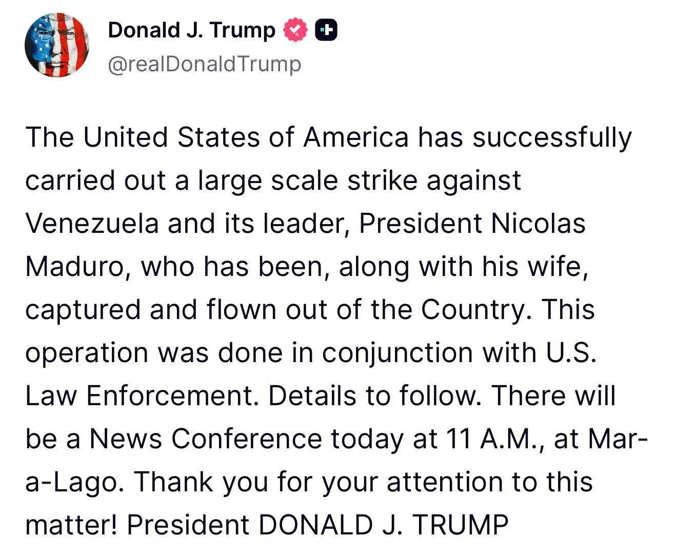 We wake up this morning to images of U.S. strikes against Venezuela and headlines announcing the capture of President Nicol&aacute;s Maduro and his wife. While more details will emerge in the hours and days ahead, including the number of people kille