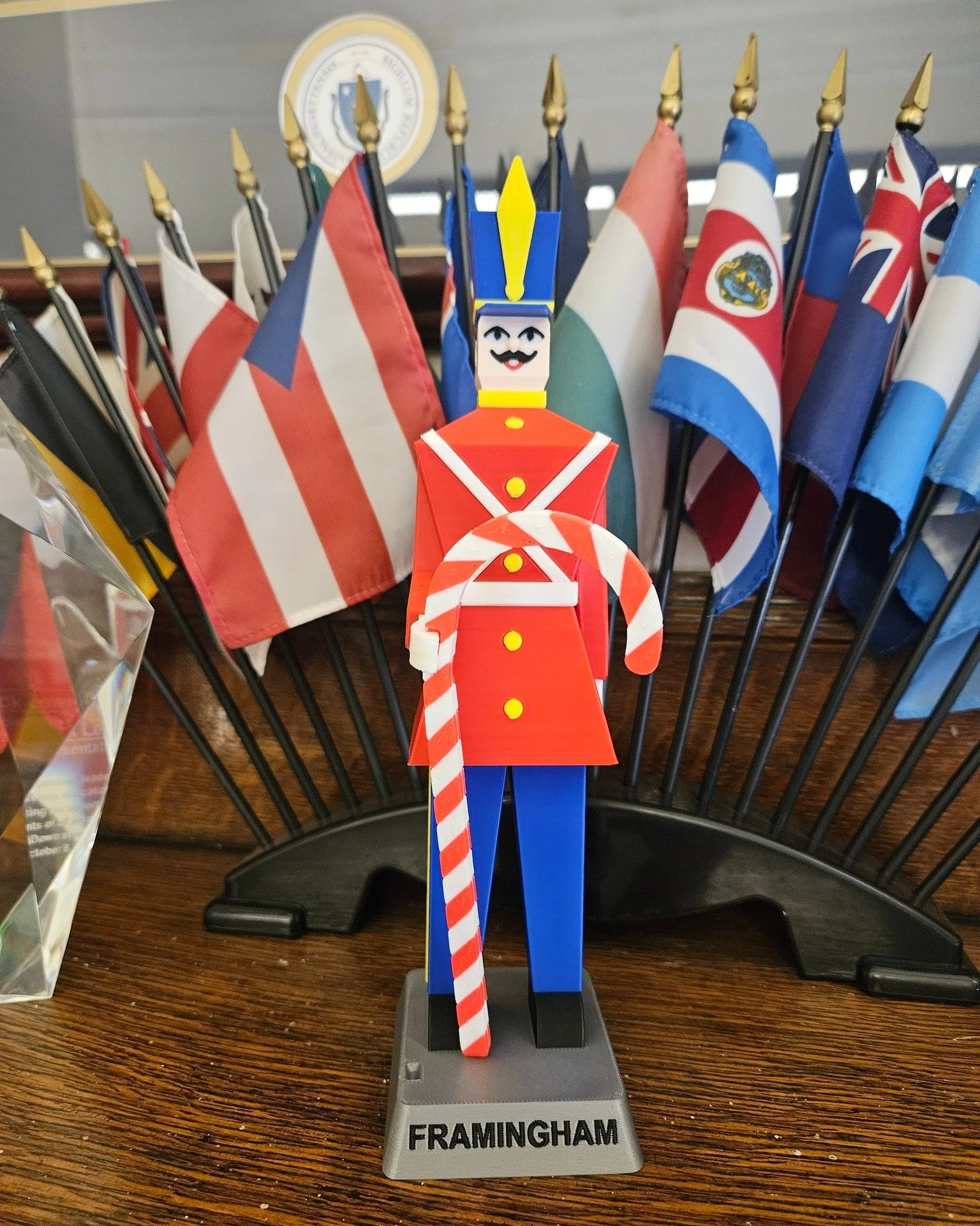 I'm not sure where my husband found it for sale, but my Framingham Toy Soldier statue is a great addition to my office.