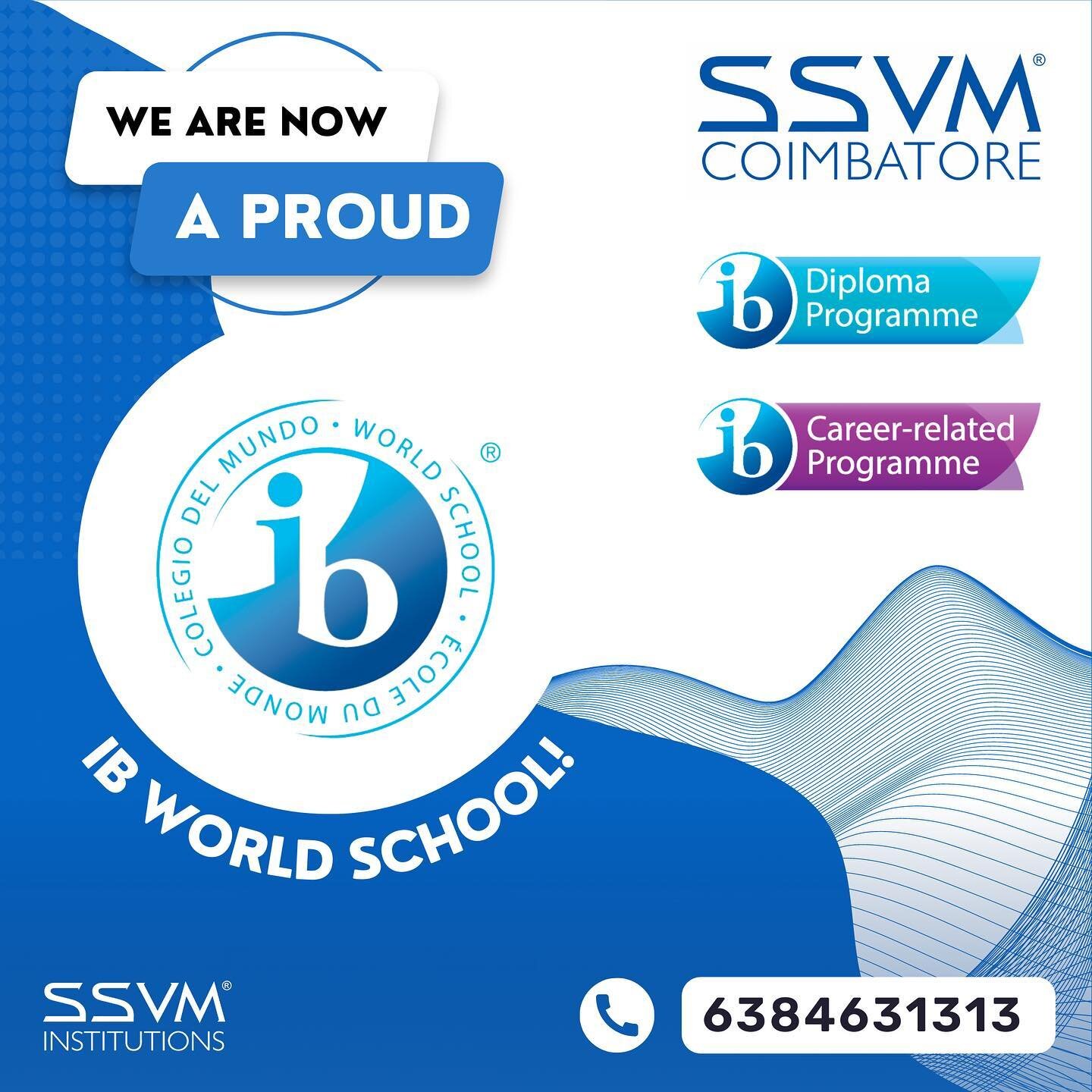 We are very proud to announce that we have been authorised as an&nbsp;International Baccalaureate&nbsp;World School, for the&nbsp;Diploma Programme (IBDP)&nbsp;and the Career-Related Programme (IBCP) that will start here at SSVM Institutions!

After 