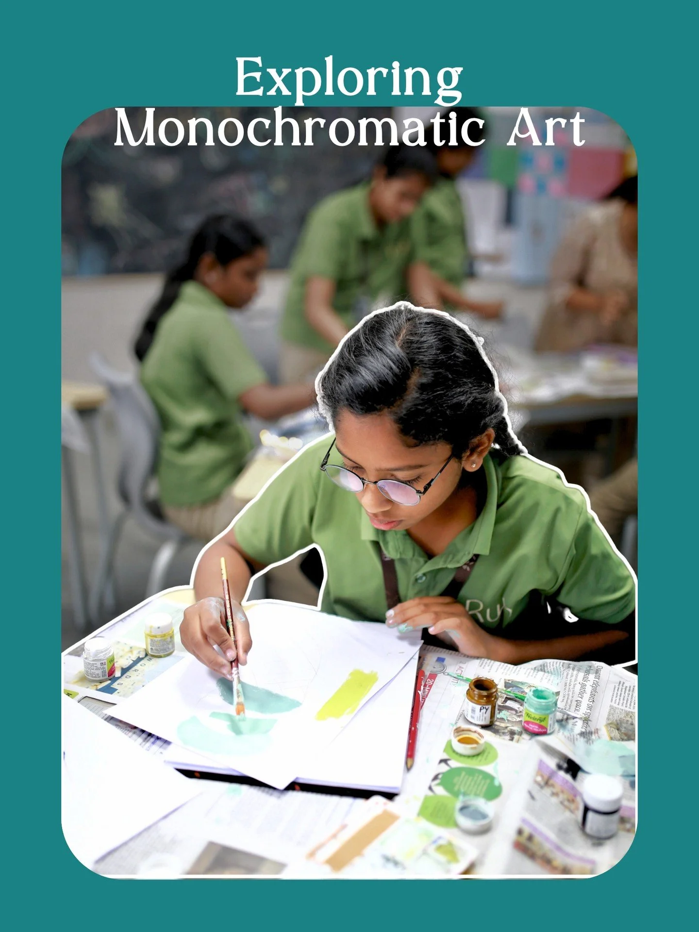 During their art session, learners explored monochromatic art, creating striking pieces using different shades, tones, and tints of a single color. This activity helped them understand color value, contrast, and mood, while encouraging creativity and