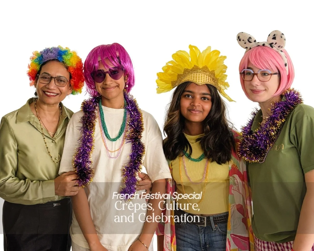 Our school celebrated two delightful French festivals, Mardi Gras and La Chandeleur, also known as Cr&ecirc;pe Day, in a vibrant and engaging manner. Grade 6 and Grade 11 French learners collaborated to prepare delicious cr&ecirc;pes, serving them wi