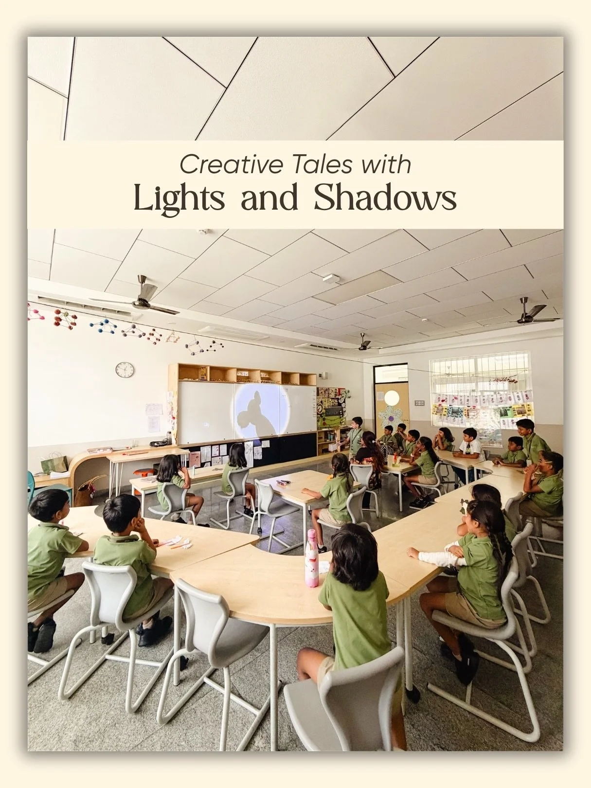 Grade 2 learners conducted an extended learning activity on lights and shadows integrated with English through an engaging puppet storytelling session. Learners created their own puppets and narrated stories inspired by myths and legends. Some also i