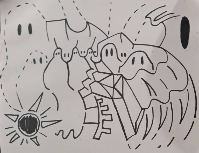 Real Ghosts, 2015, 8''x11''; Marker on Paper; Status Unknown