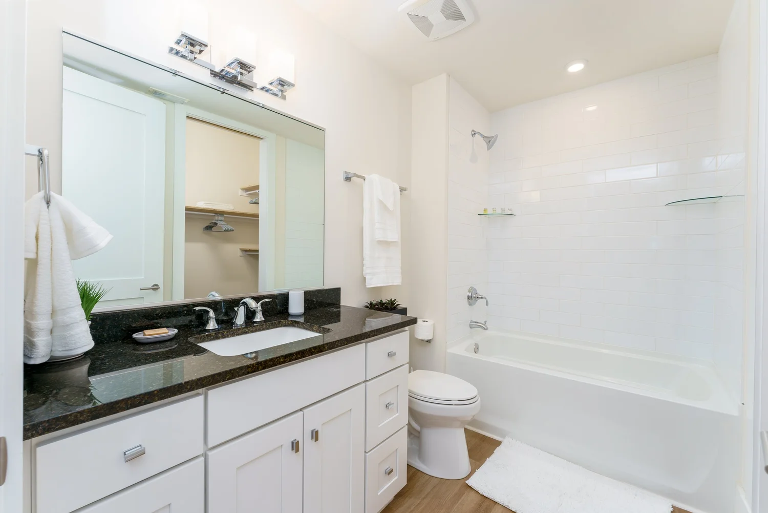 Bathroom with tub, Velveteen Stays apartment, South Bend