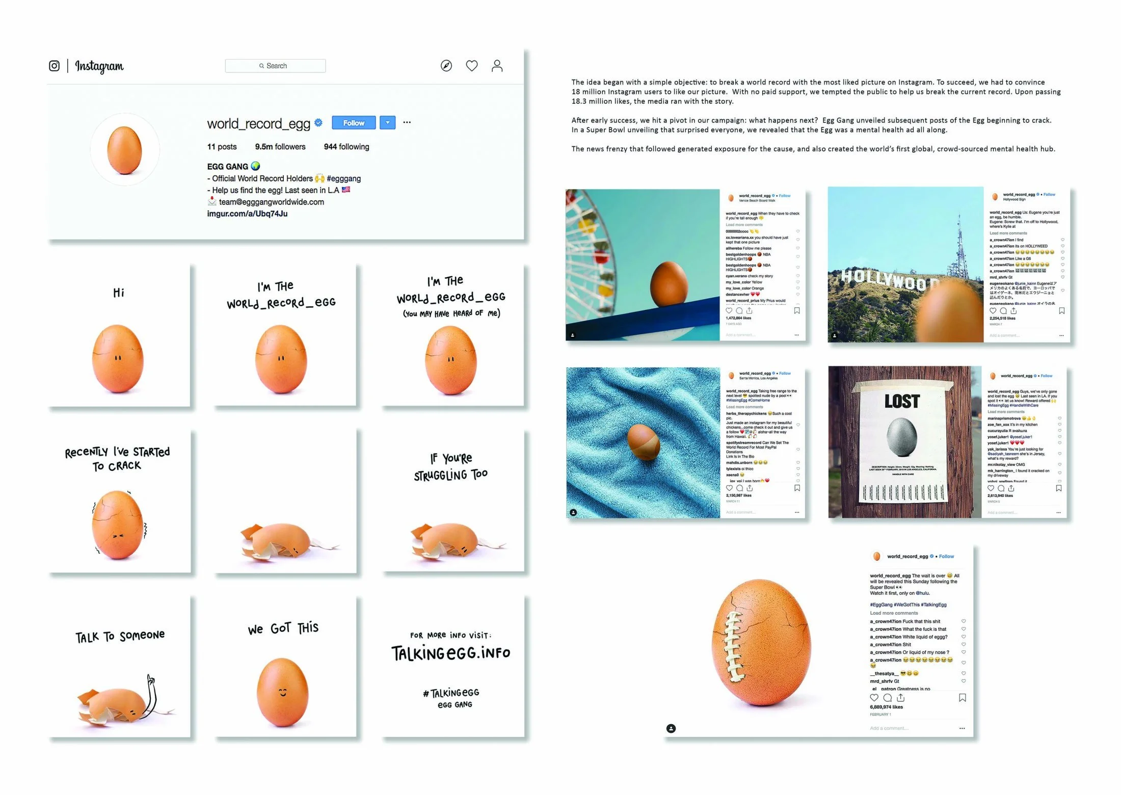  This egg was instantly met with viral shares and likes, destroying Kylie Jenner’s record in just 10 days, earning 50M+ post hearts and world records for the most-liked Instagram post and "most liked online post on any website in history." The egg us