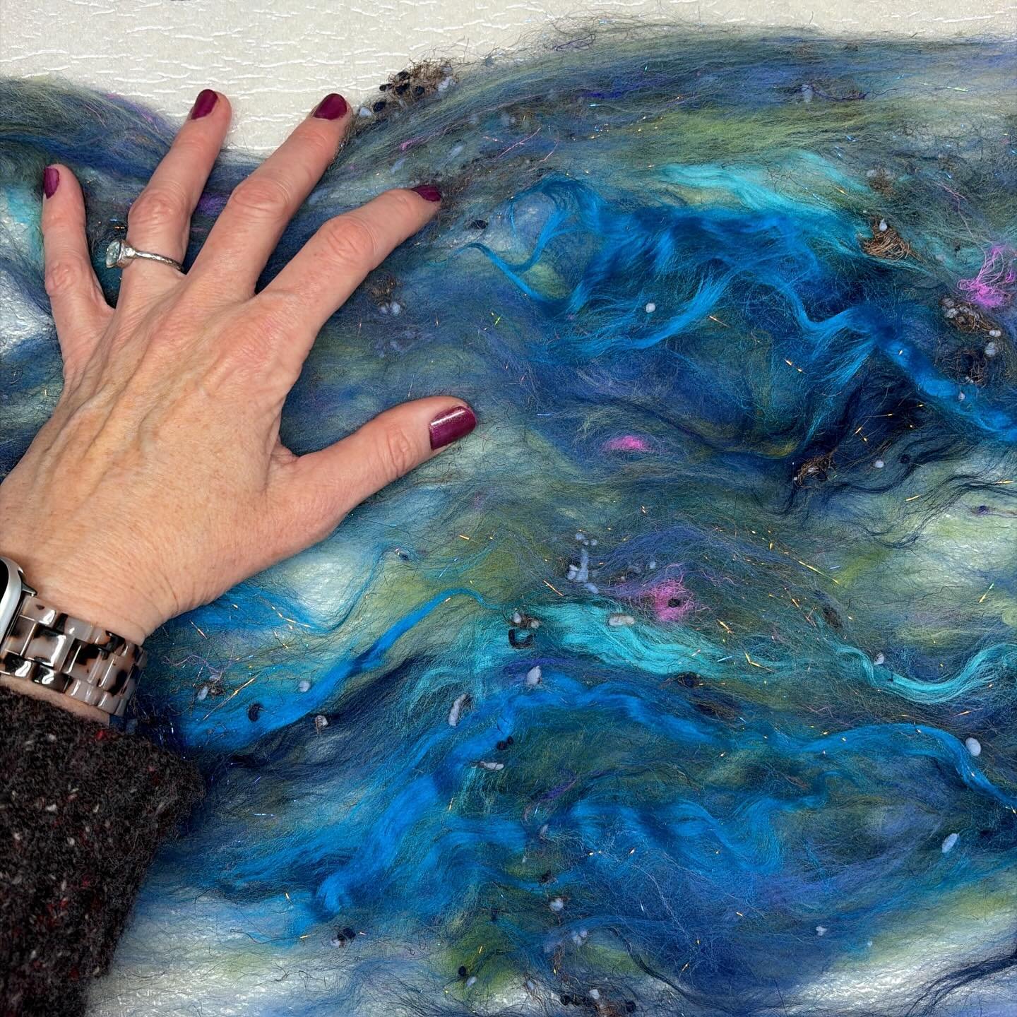 Playing around with a cobweb cowl layout. #wearableart #wetfelting