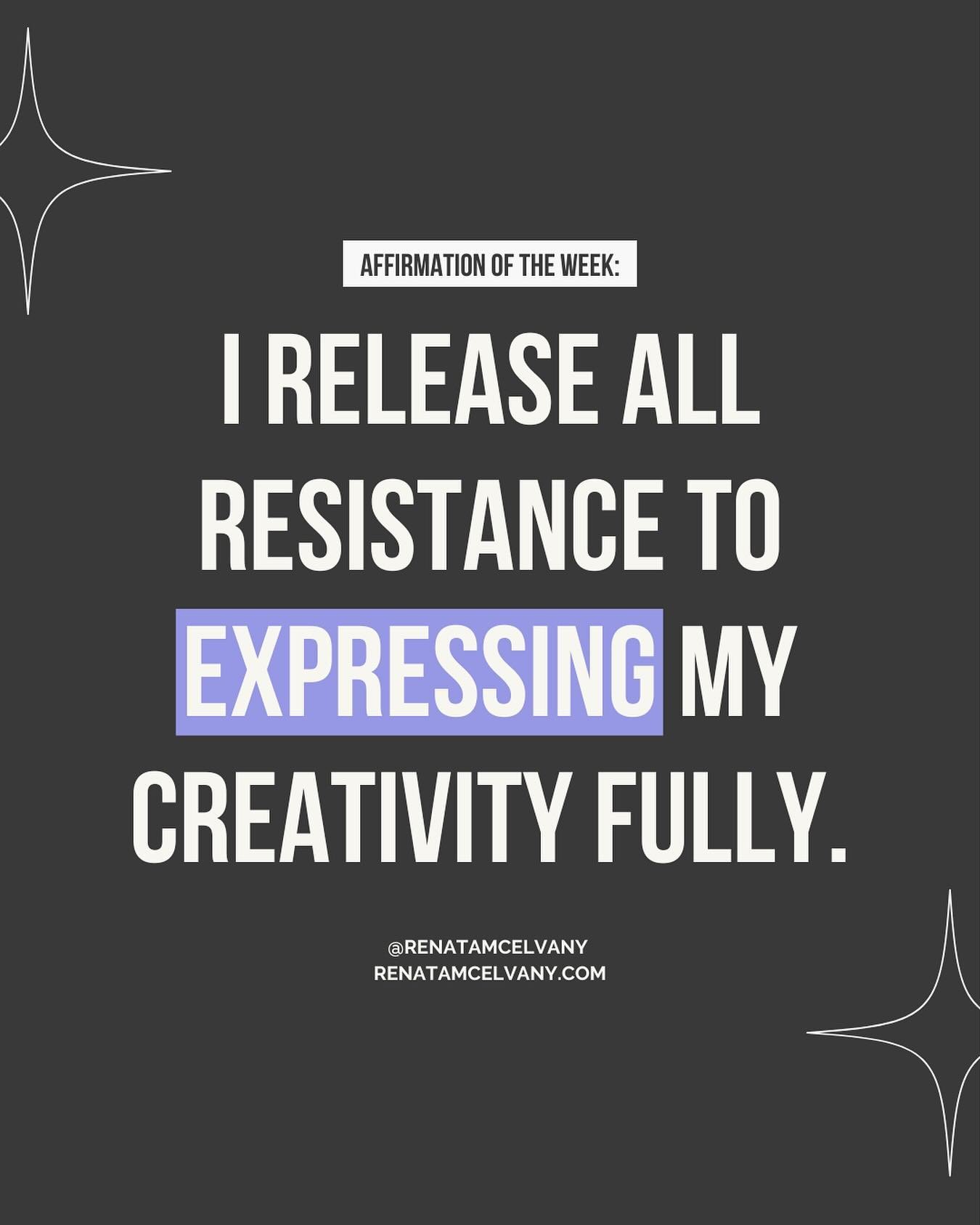 Creatives! Here is your weekly affirmation:

I release all resistance to expressing my creativity fully✨

Wishing you a week filled with creation 💜

#creativitycoach #creativementor&nbsp; #artistssupport #woccreatives #createthelifeyouwant #arttips 