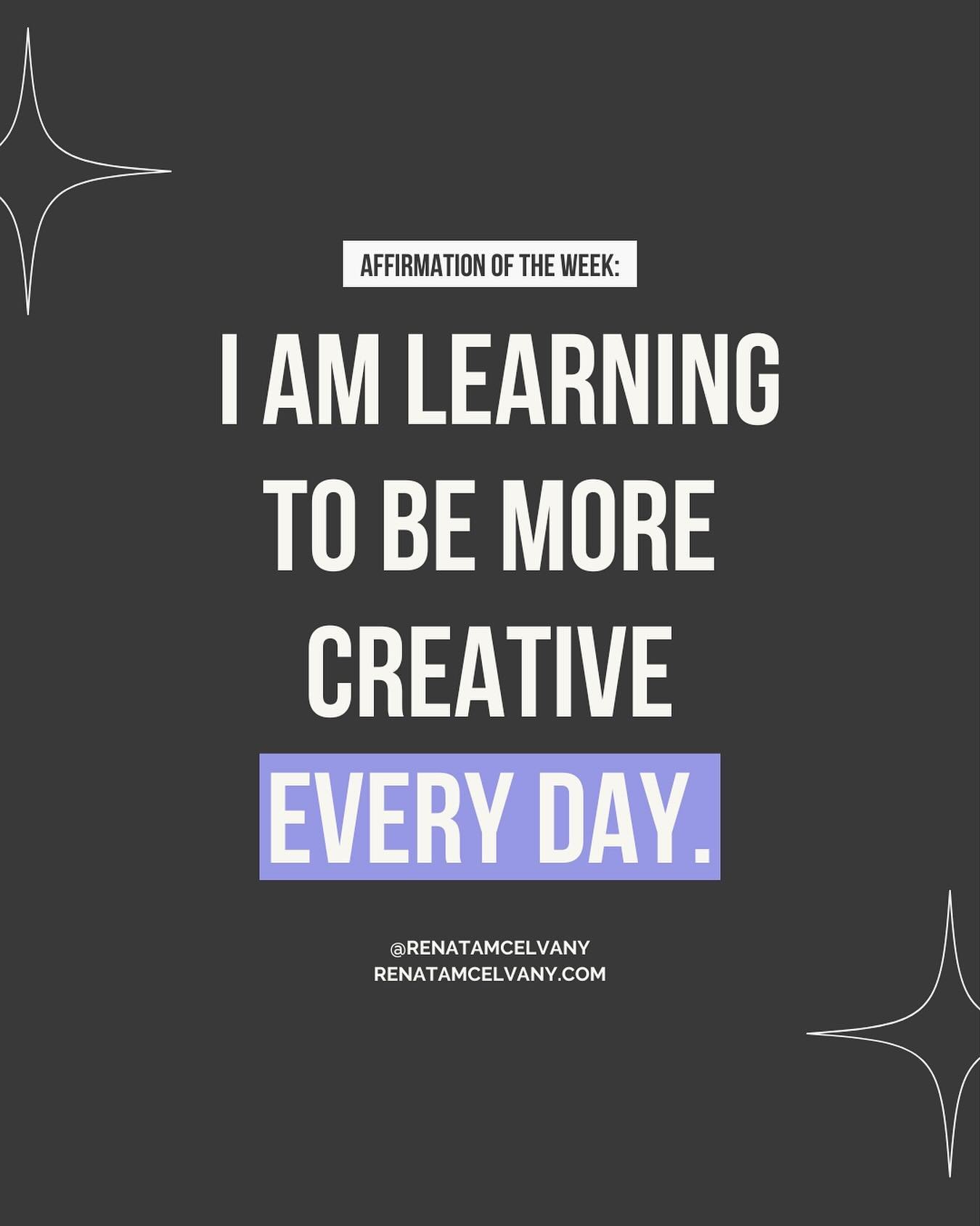 Creative souls! Here is your weekly affirmation:

I am learning to be more creative every day!✨

Wishing you a week filled with creative energy! 💜

#creativitycoach #creativementor&nbsp; #artistssupport #woccreatives #createthelifeyouwant #arttips #