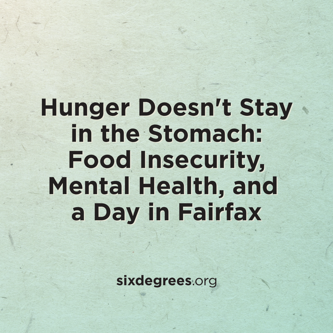 Hunger Doesn't Stay in the Stomach: Food Insecurity, Mental Health, and a Day in Fairfax