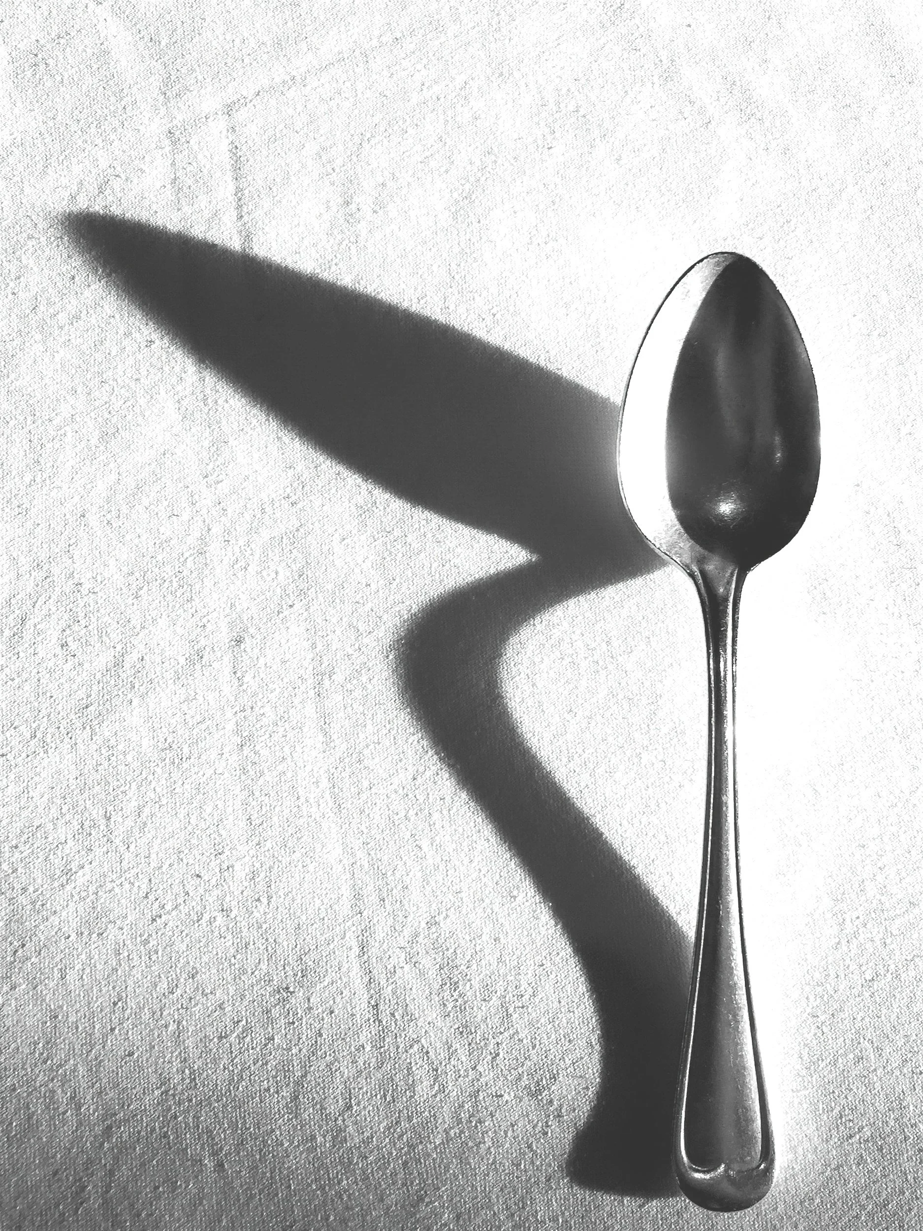 Everyday object creating a sculptural shadow through light and angle.