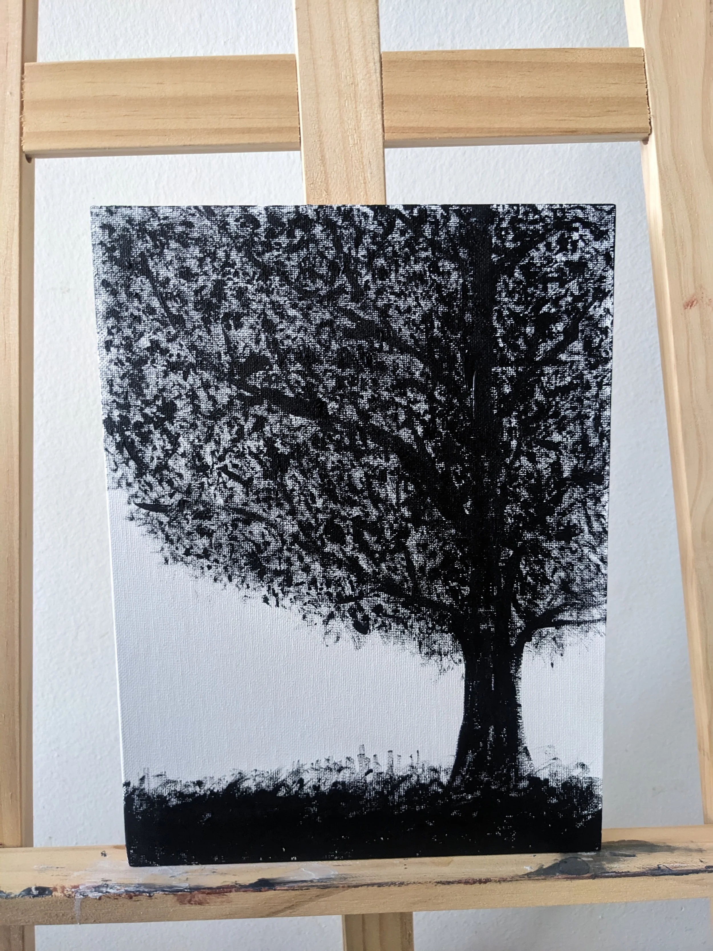 'Speed painting a tree'. Capturing the light coming through the leaves of a tree in less than 5 minutes. Acrylic paint