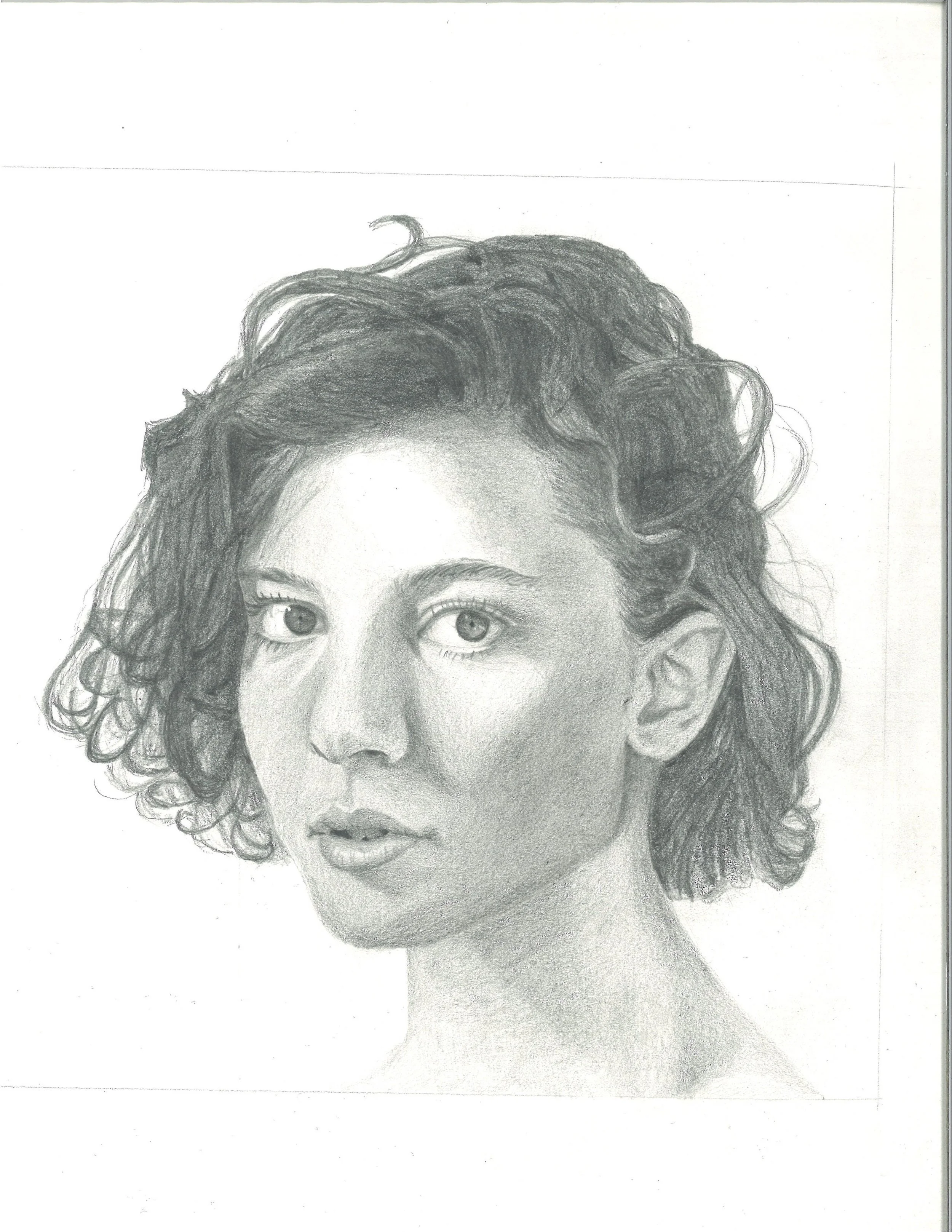 'Caught by surprise'. An assignment on capturing the immediacy and intimacy of a look. Graphite pencil