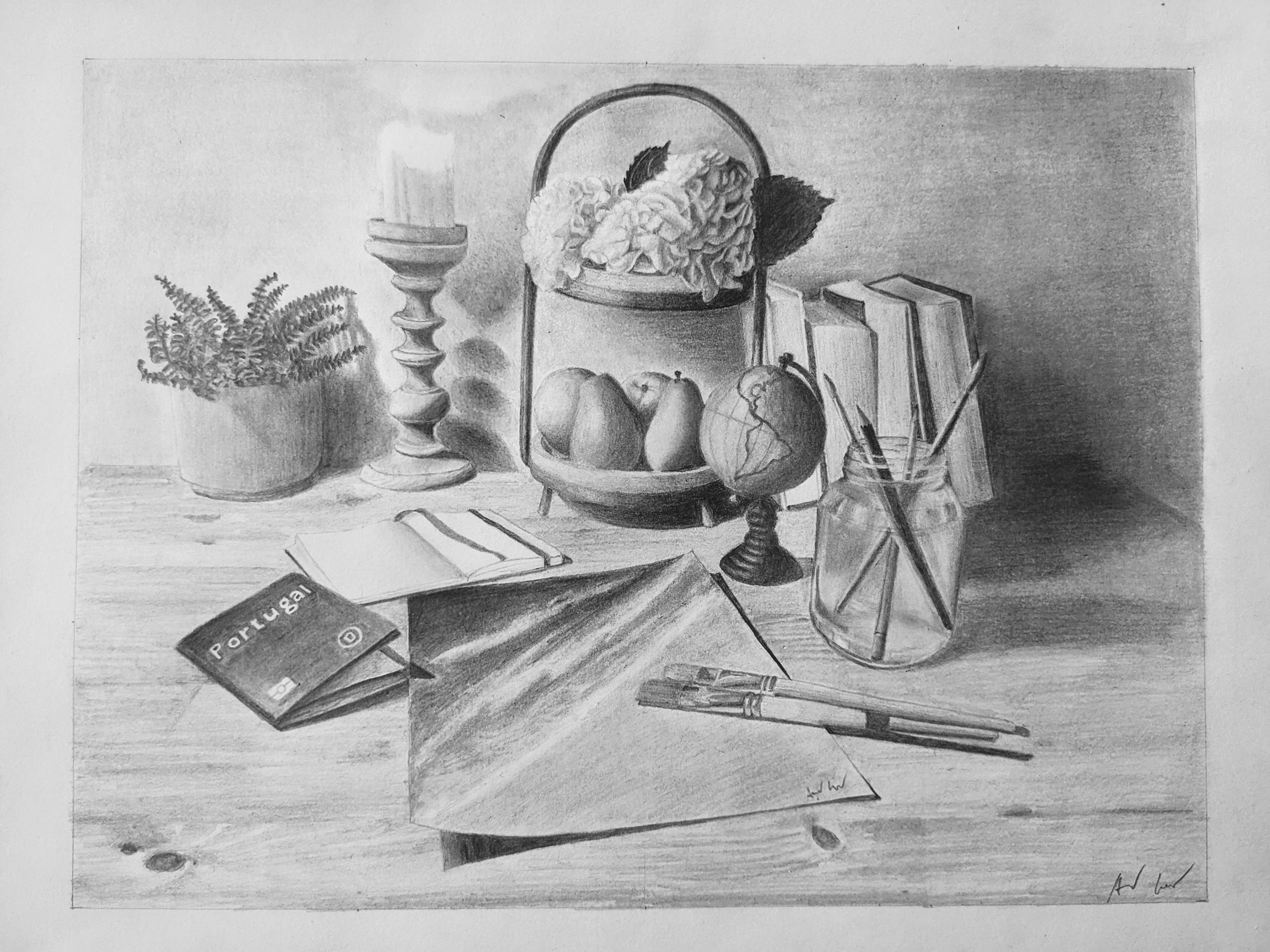 'My still life'. An assignment on choosing and drawing my most personal objects . Graphite pencil
