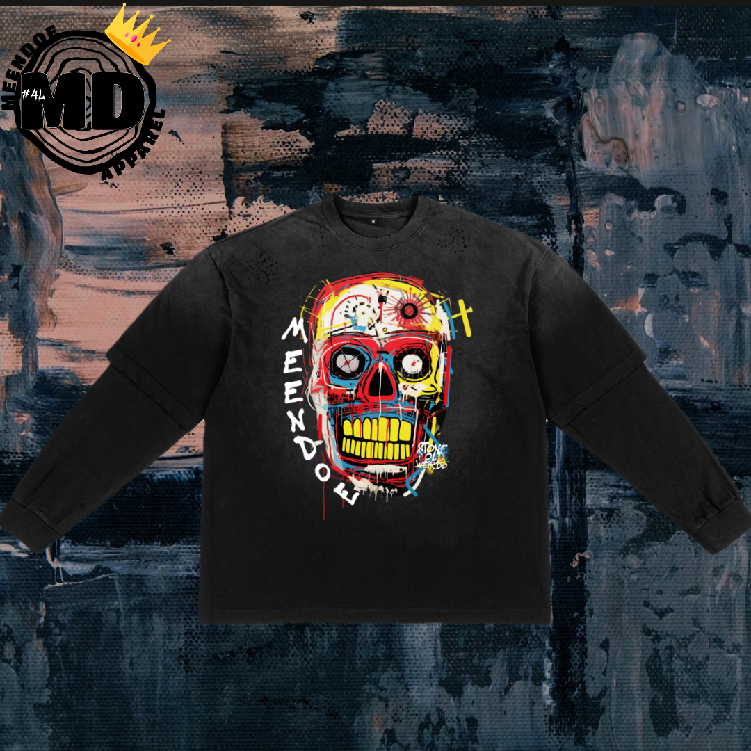 "Stone Cold Weirdo" Sunfade Hand-Frayed Faux Two-Piece T-Shirt