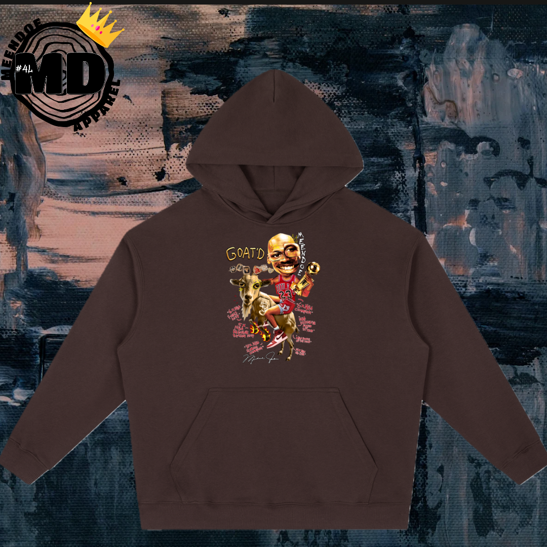 "GOAT'D" Drop-Shoulder Essentials Hoodie (Red/White Font)