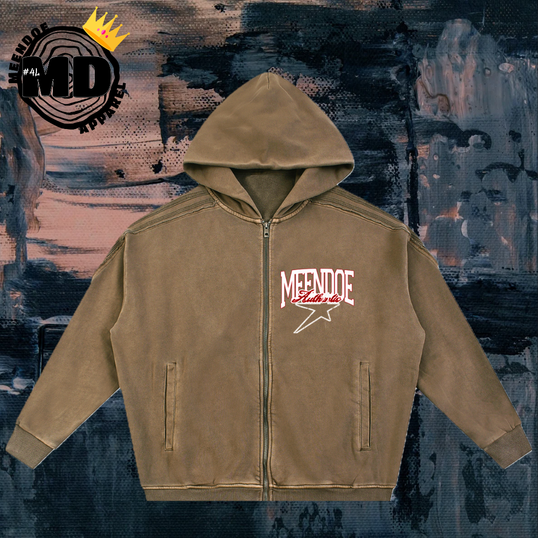 Chrome Heart Snow Washed Tape Raw Edge Zip Hoodie