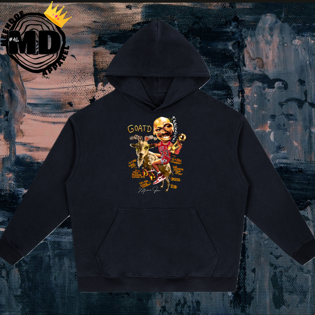 "GOAT'D" Drop-Shoulder Essentials Hoodie (Red/Gold Font)