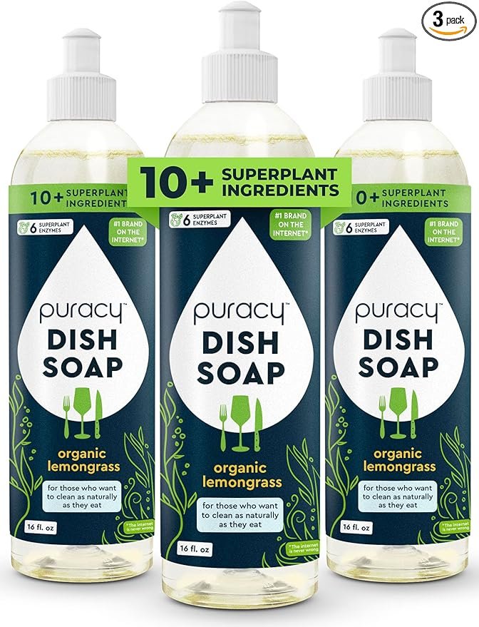 Puracy Natural Dish Soap - Plant Based, Lemongrass