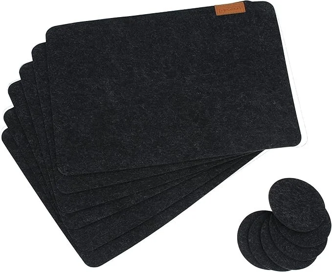 Gray Felt Place Mats and Coasters