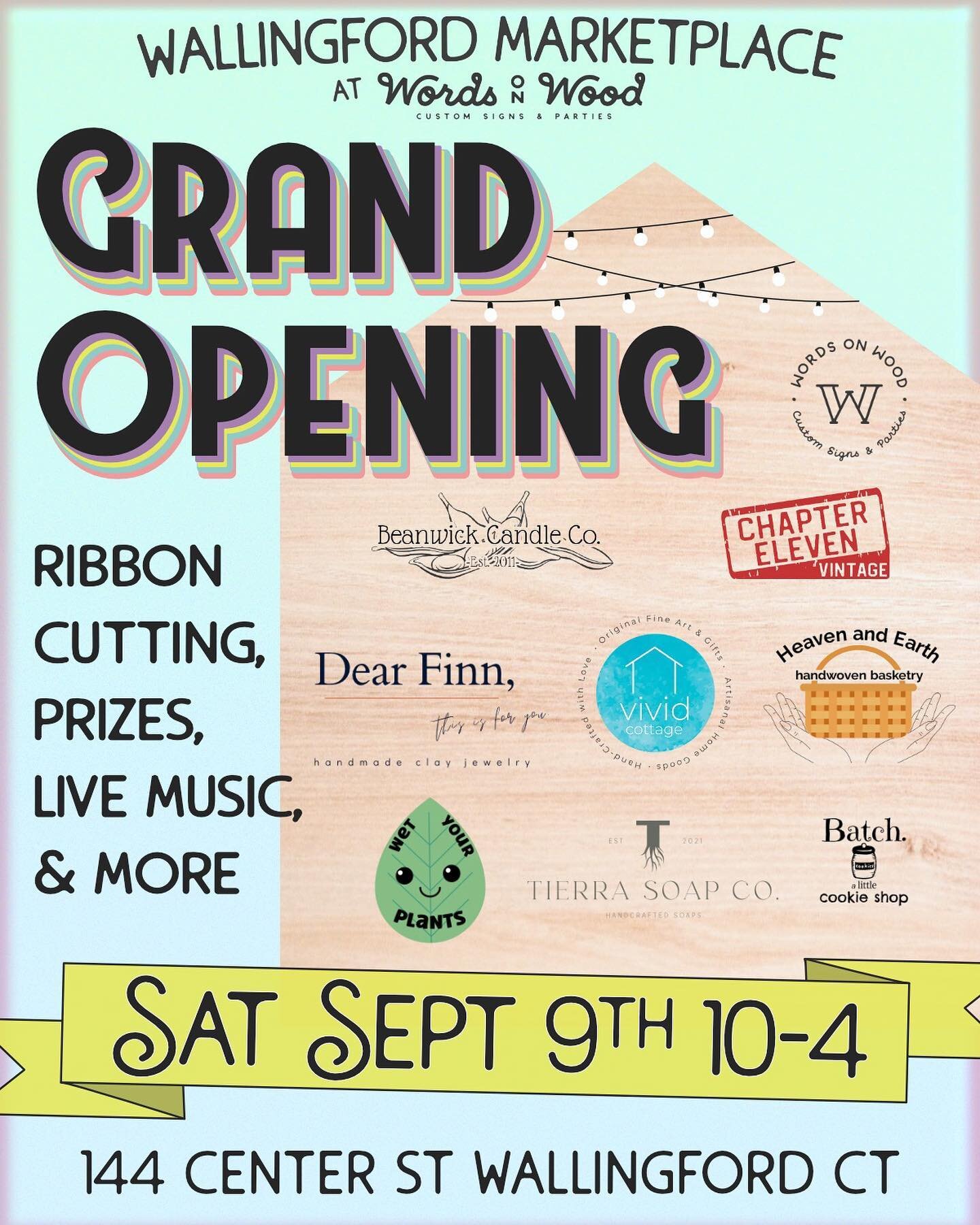 TODAY IS THE DAY!!! Stop by between 10 and 4 to celebrate the grand opening of the Wallingford Marketplace at Words on Wood! ✨🪩🎉