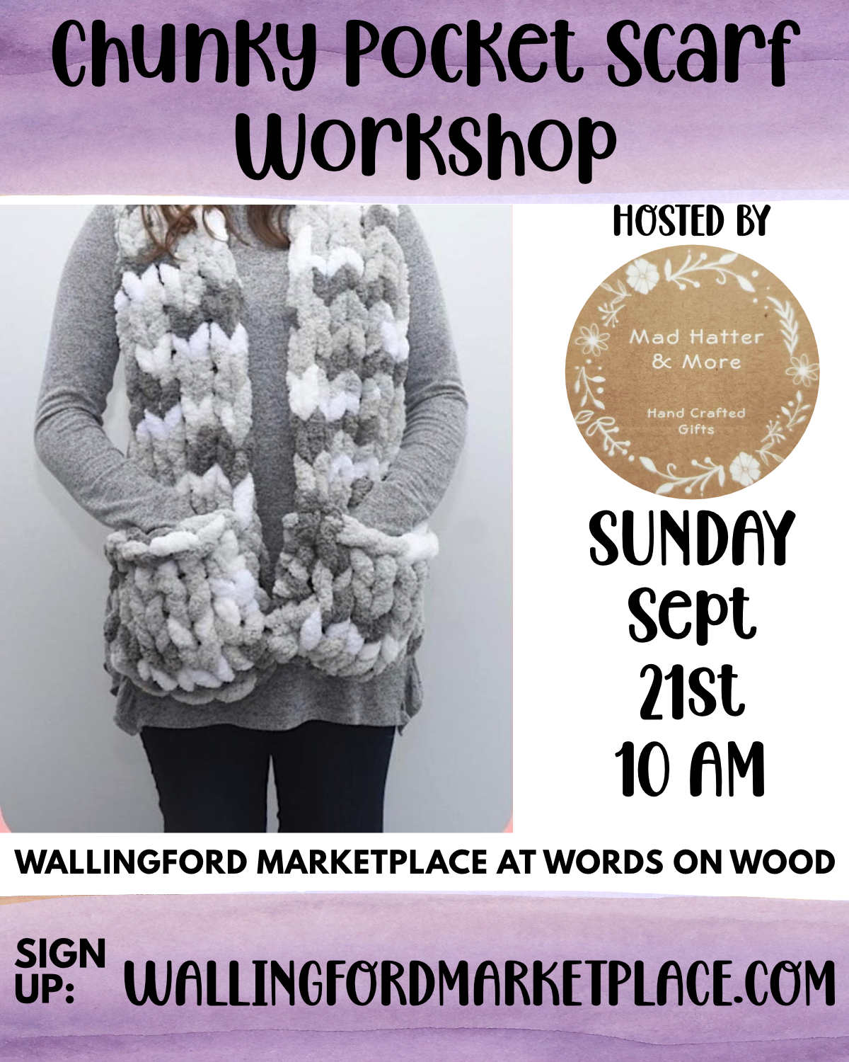 Chunky Pocket Scarf Workshop hosted by Madhatter and More