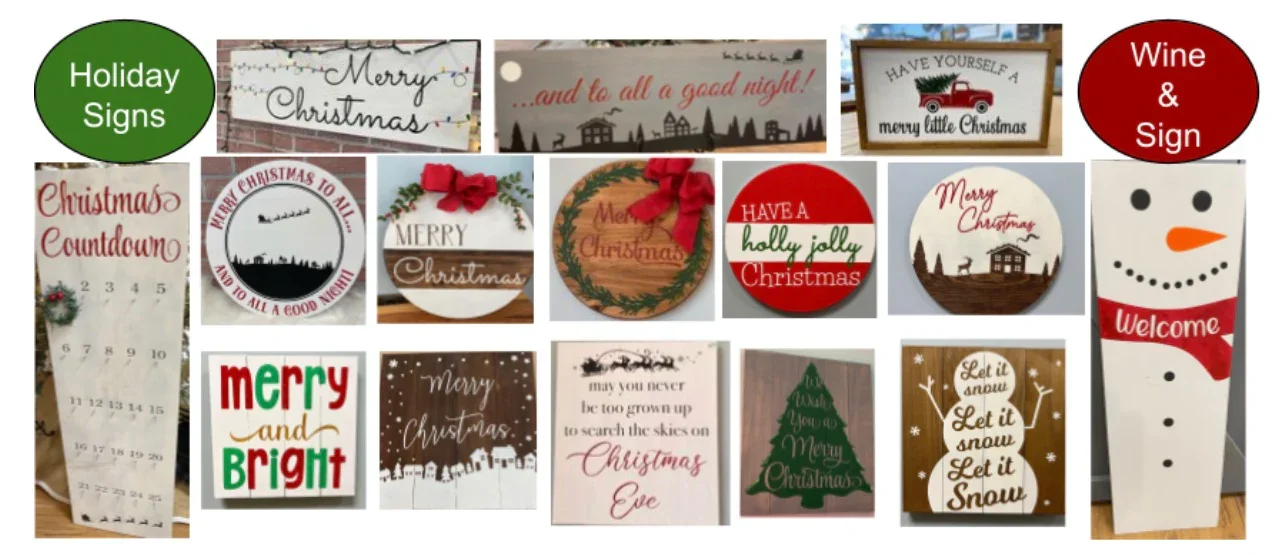 Words on Wood Holiday Sign Party