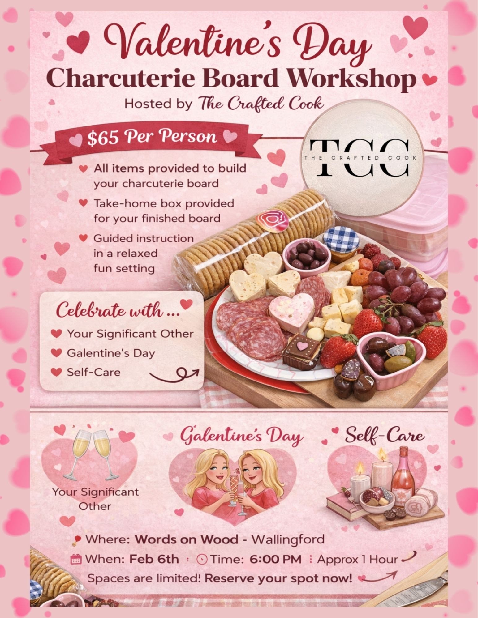 Valentine's Day Charcuterie Workshop hosted by The Crafted Cook